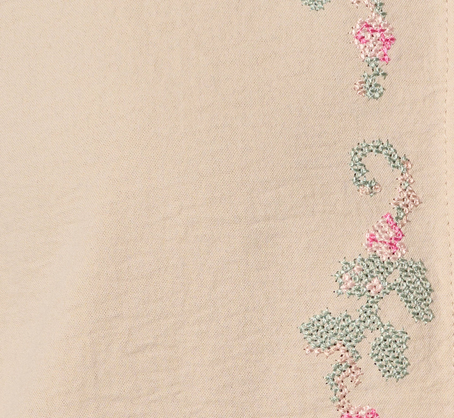 Bell Sleeve Floral Embroidered Tie Front Top In Pebble