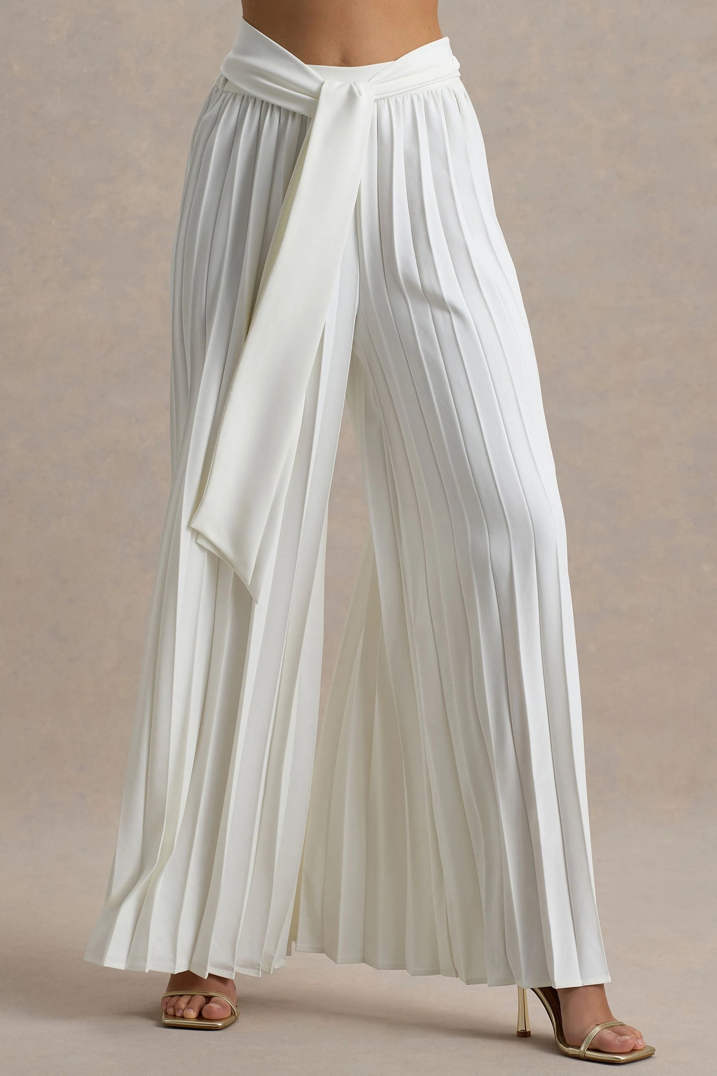 Eclipse Cream Pleated Wide-Leg Trousers