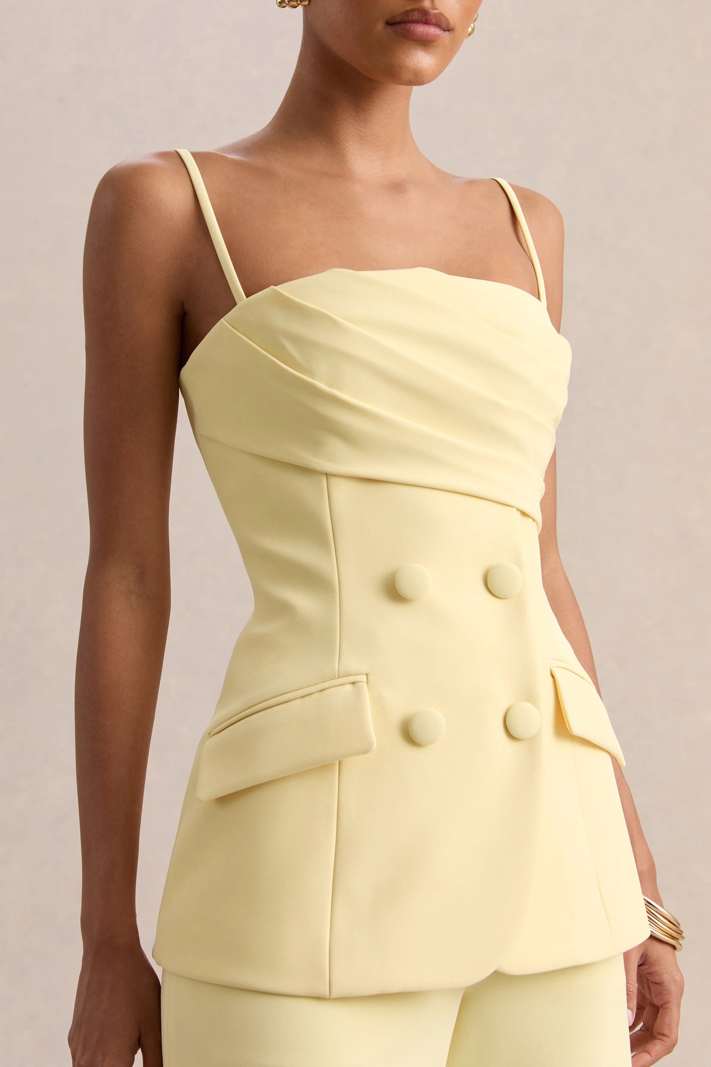 Lunivra Lemon Square-Neck Tailored Top