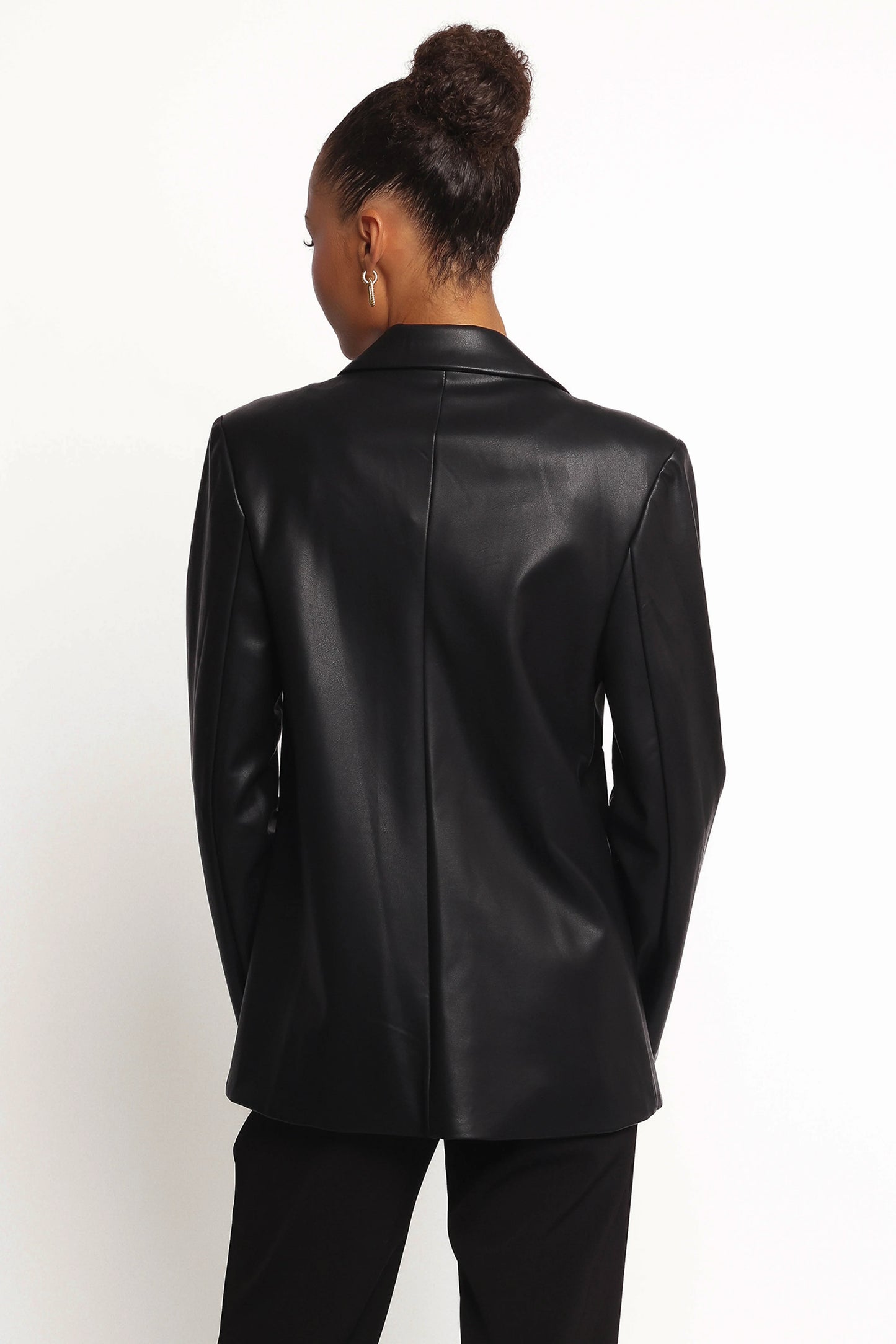 Jamie Faux Leather Blazer - Black