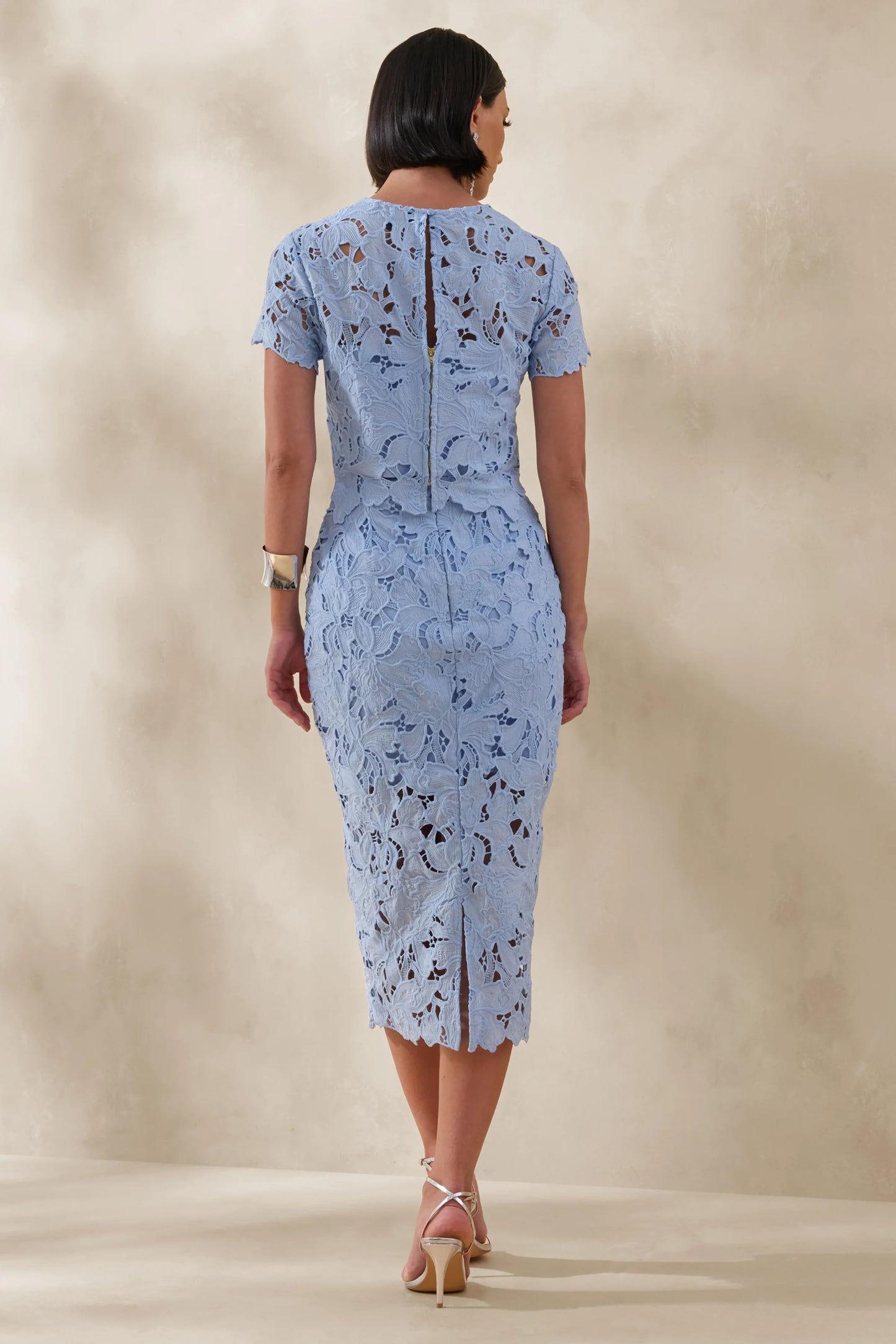 Aisling Powder Blue Lace Midi-Skirt