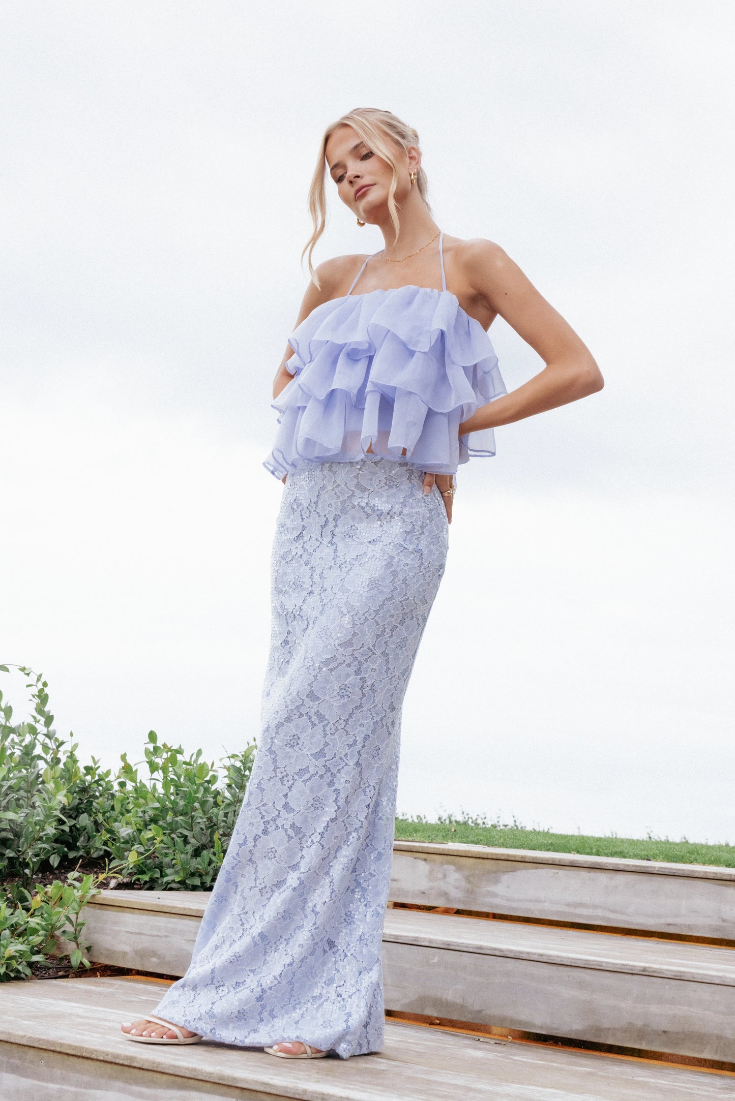 Taelya Flounce Top - Blue