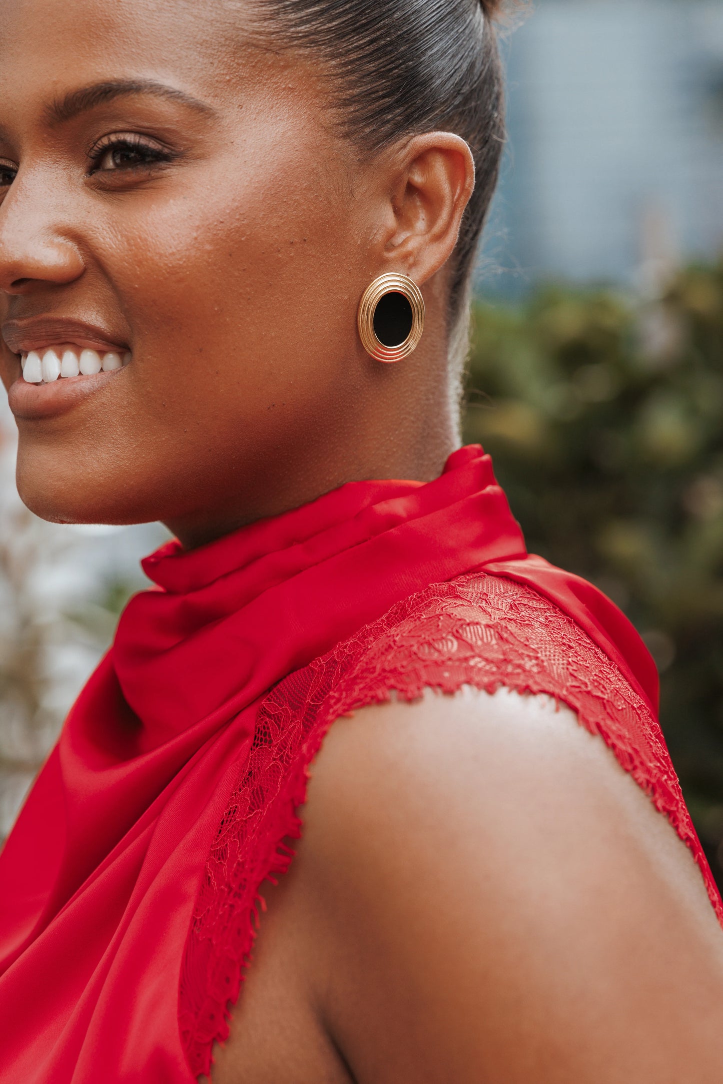 Francine Earrings - Black/Gold