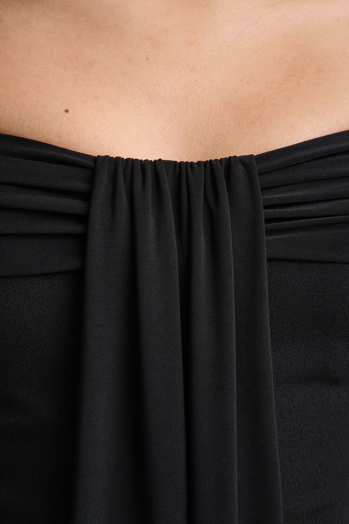 Kalida Black Bardot-Neck Jumpsuit With Sash-Detail