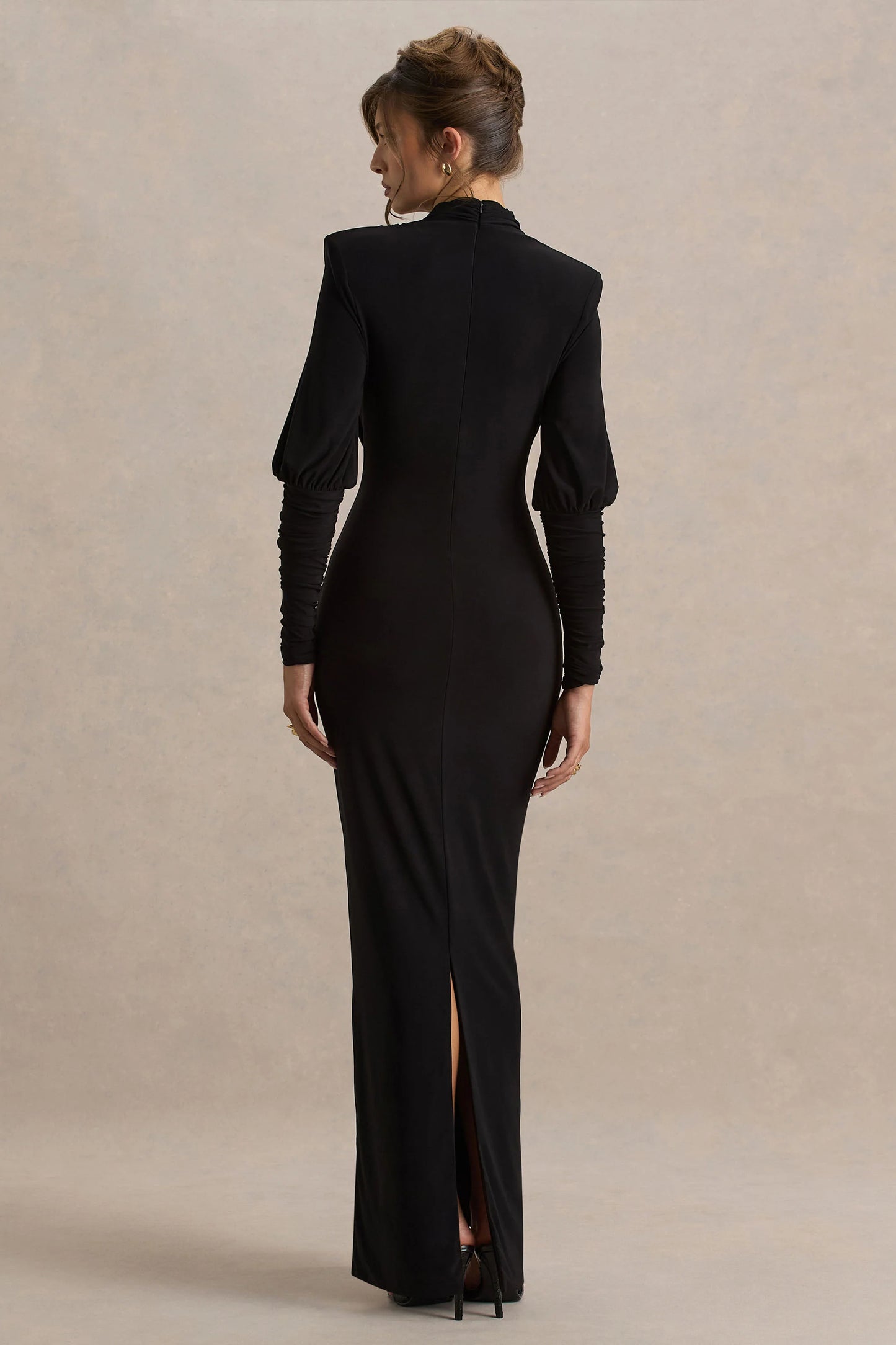 Kaylee Black Cowl-Neck Maxi Dress With Draping Details