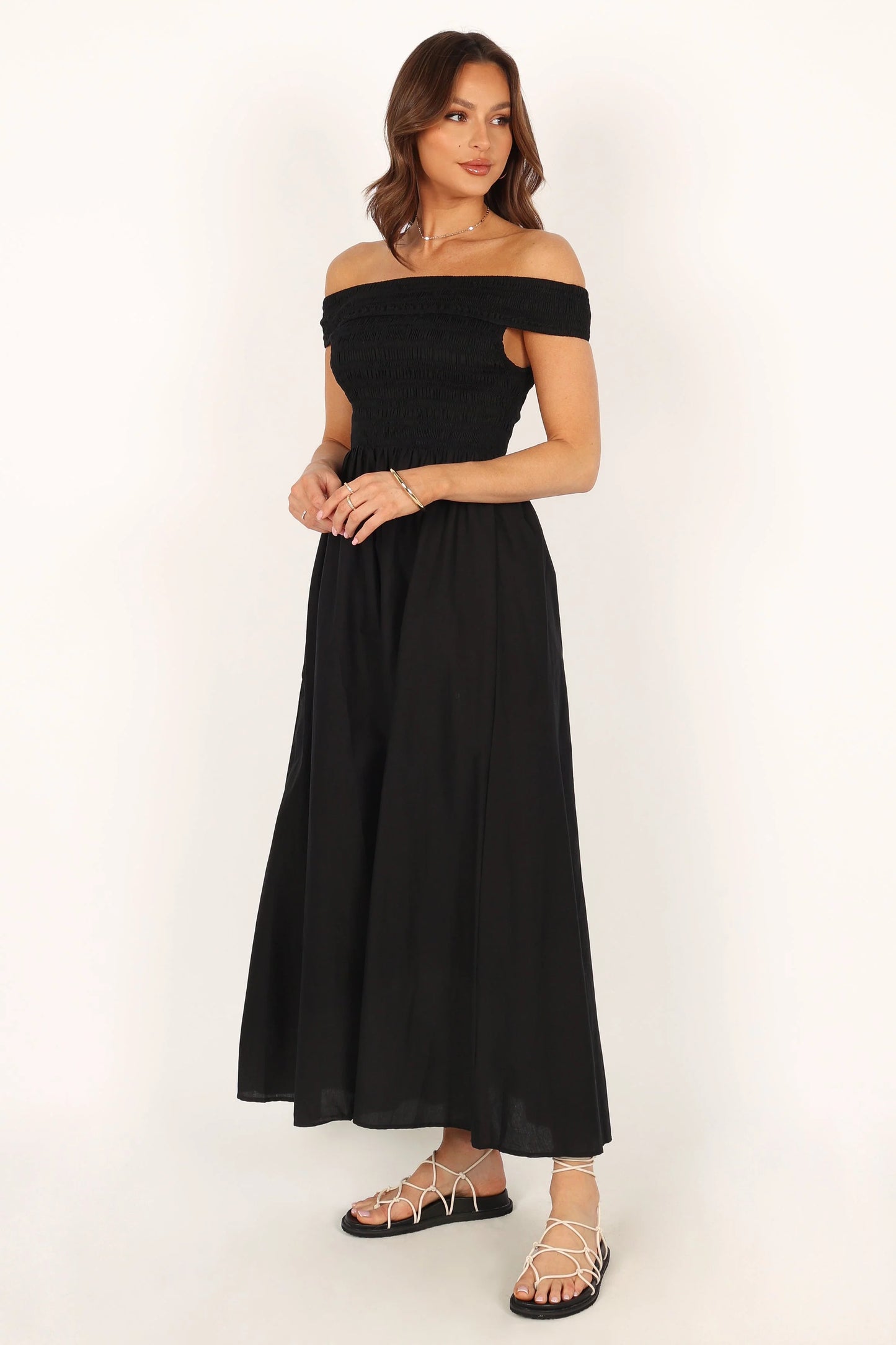 Tessa Off Shoulder Maxi Dress - Black