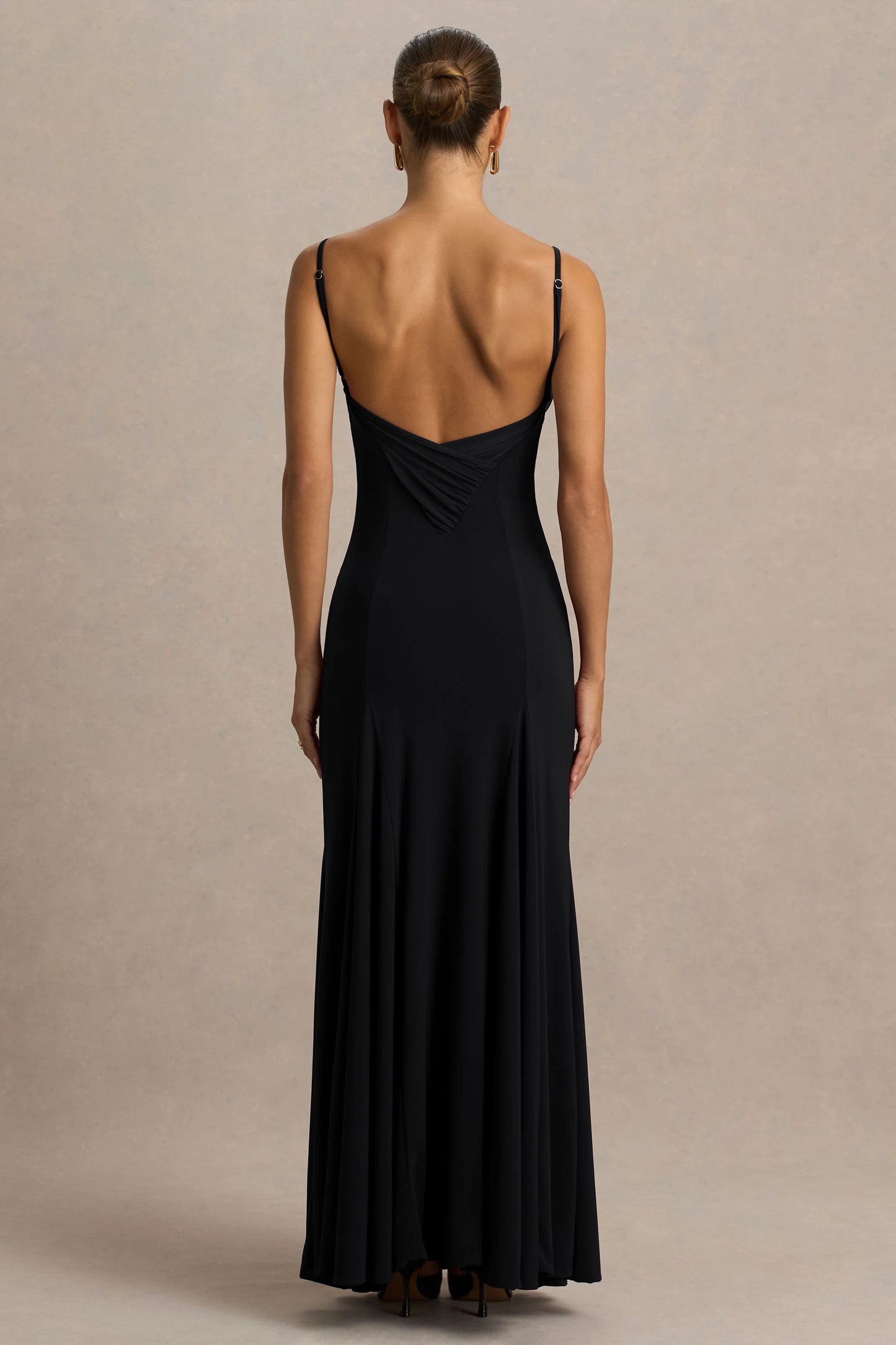 Gabbie Black Cowl-Neck Maxi Dress With Mesh Back Detail