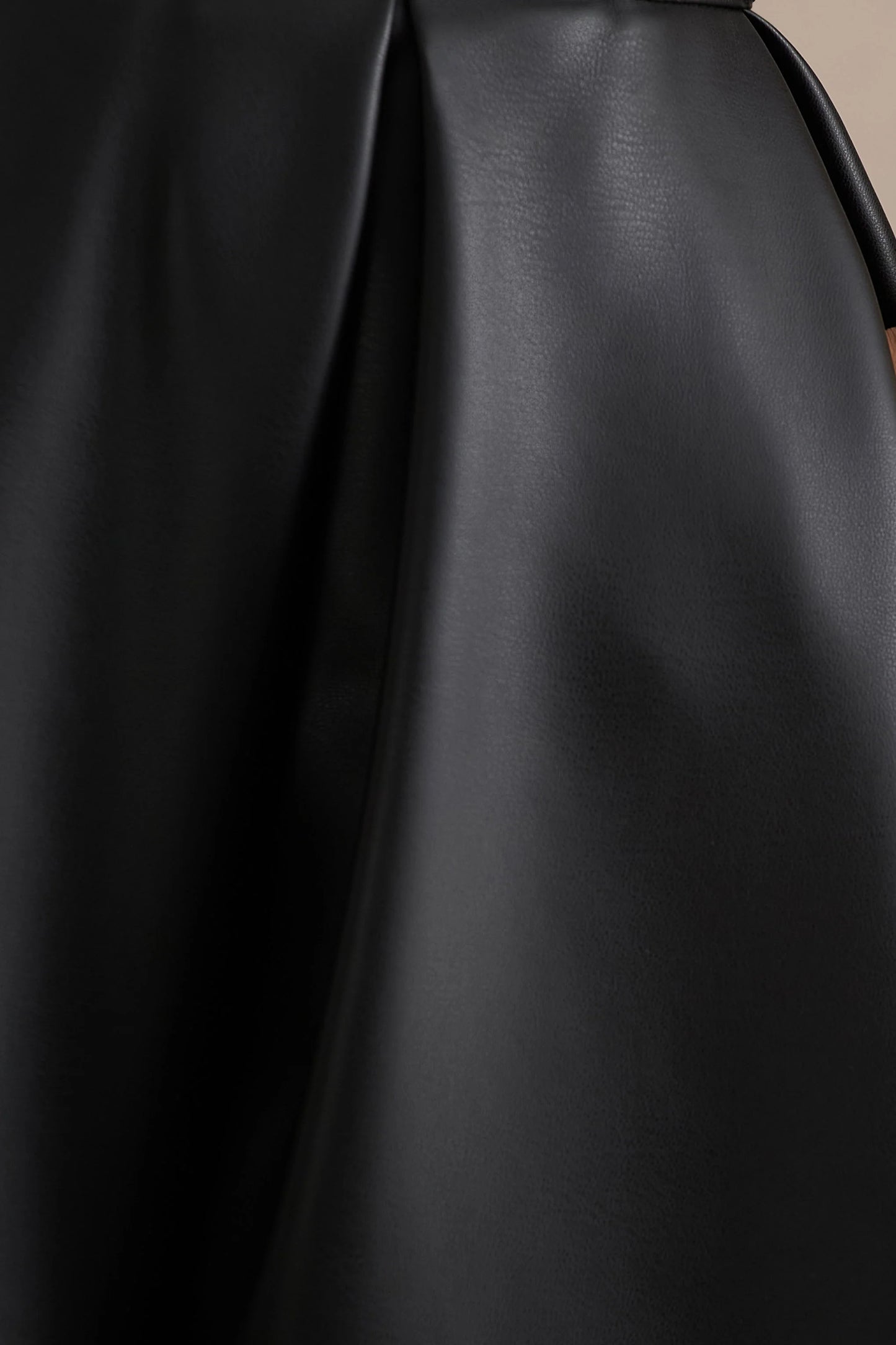 Noa Black Faux Leather A-Line Midi Skirt