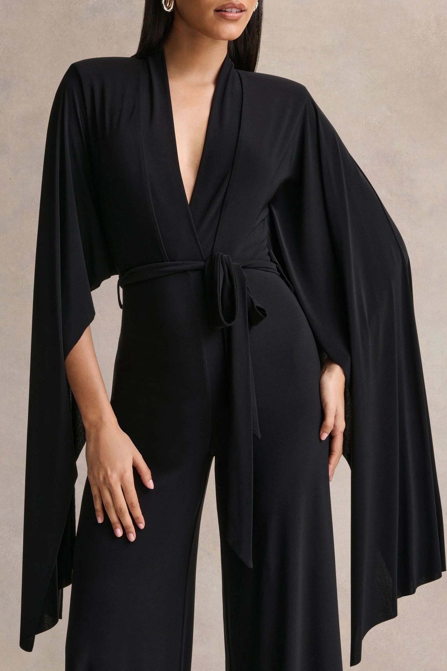 Laurina Black Plunge-Neck Jumpsuit