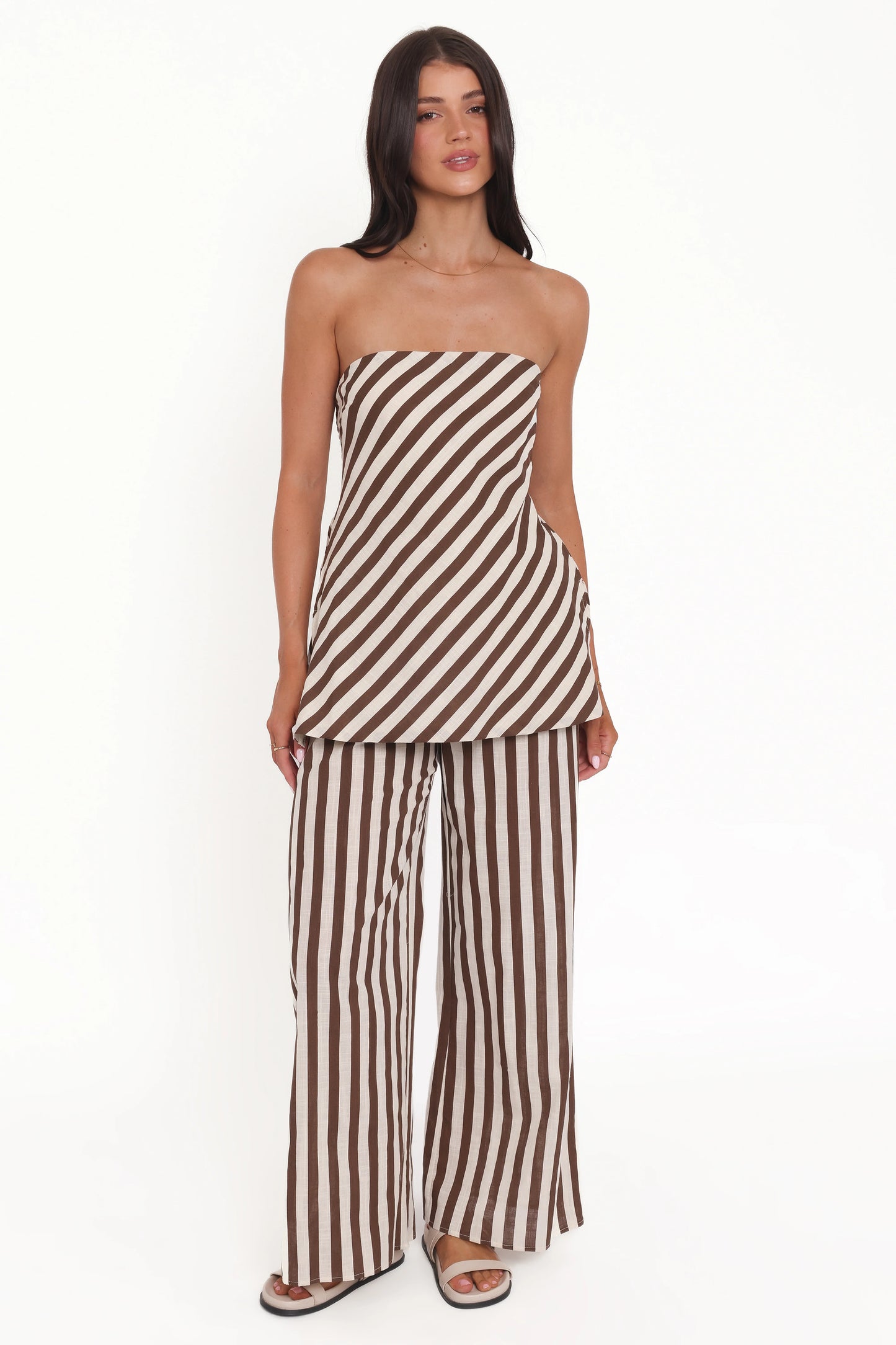 Kim Pant Set - Brown Stripe