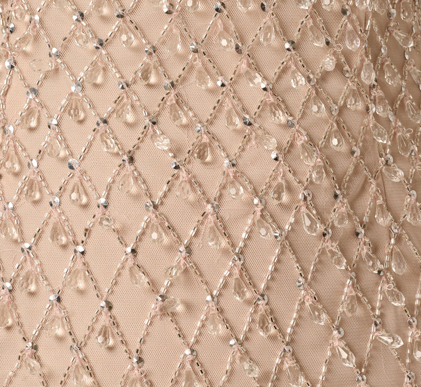 Diamond Beaded Mermaid Gown In Shell