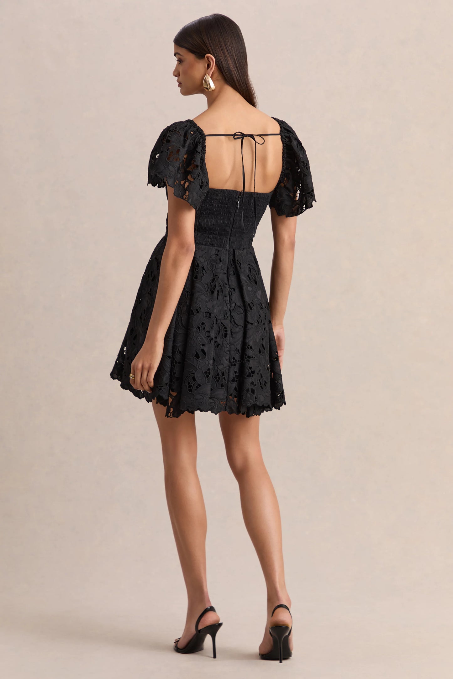 Vivi Black Lace Sweetheart-Neck Mini Dress