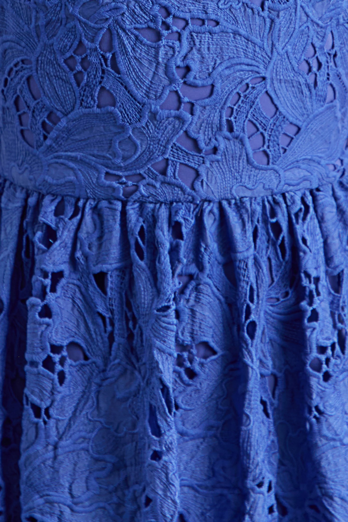 Indiana Dark Blue Broderie Halter-Neck Maxi Dress