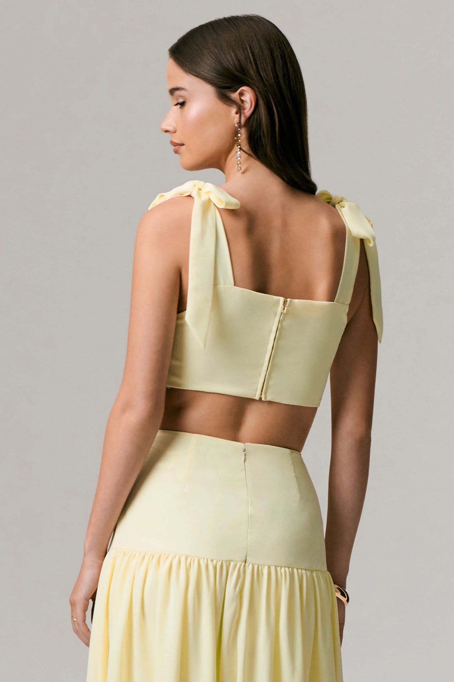 Elodie Lemon Tie-Strap Crop Top