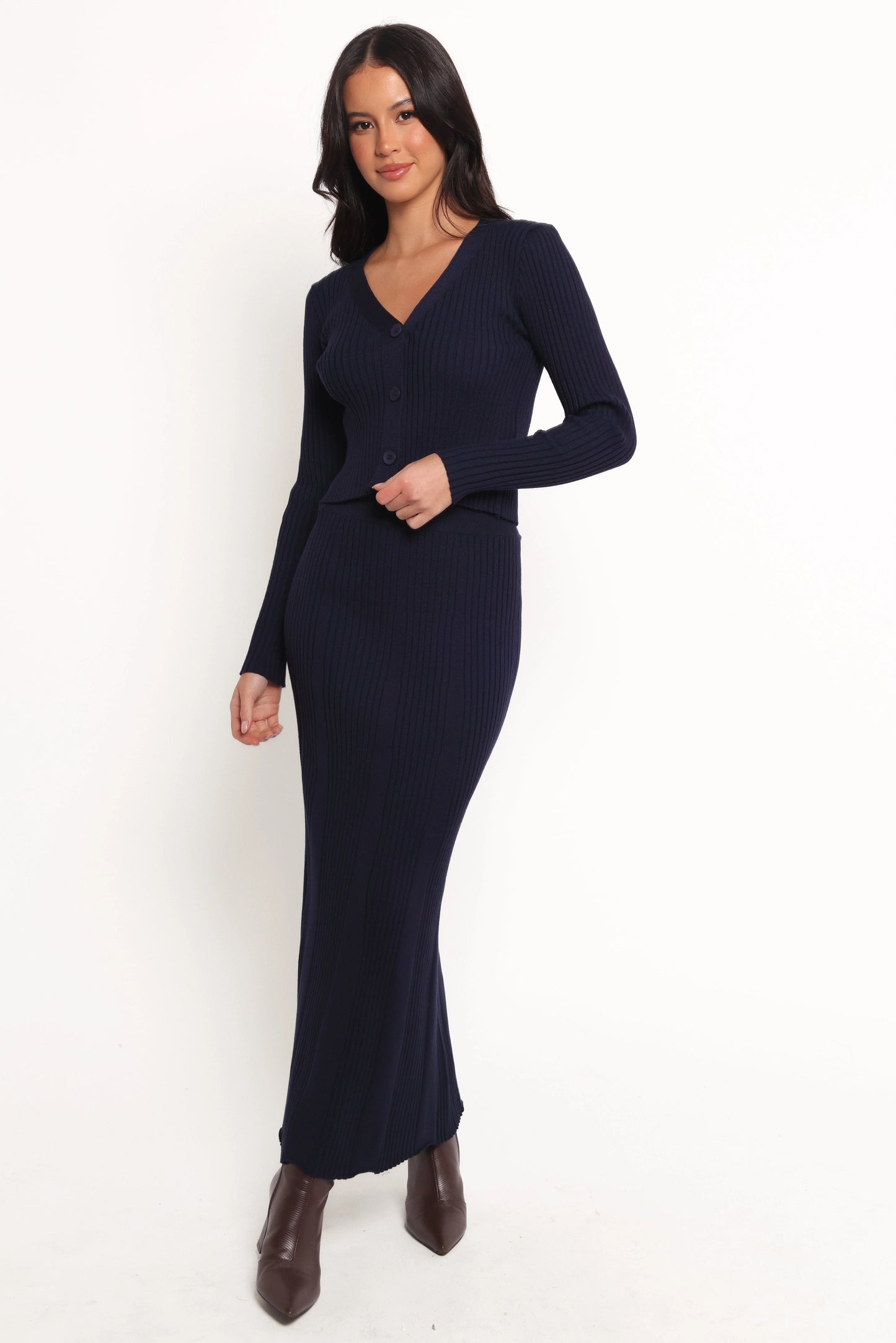 Neya Knit Skirt Set - Navy