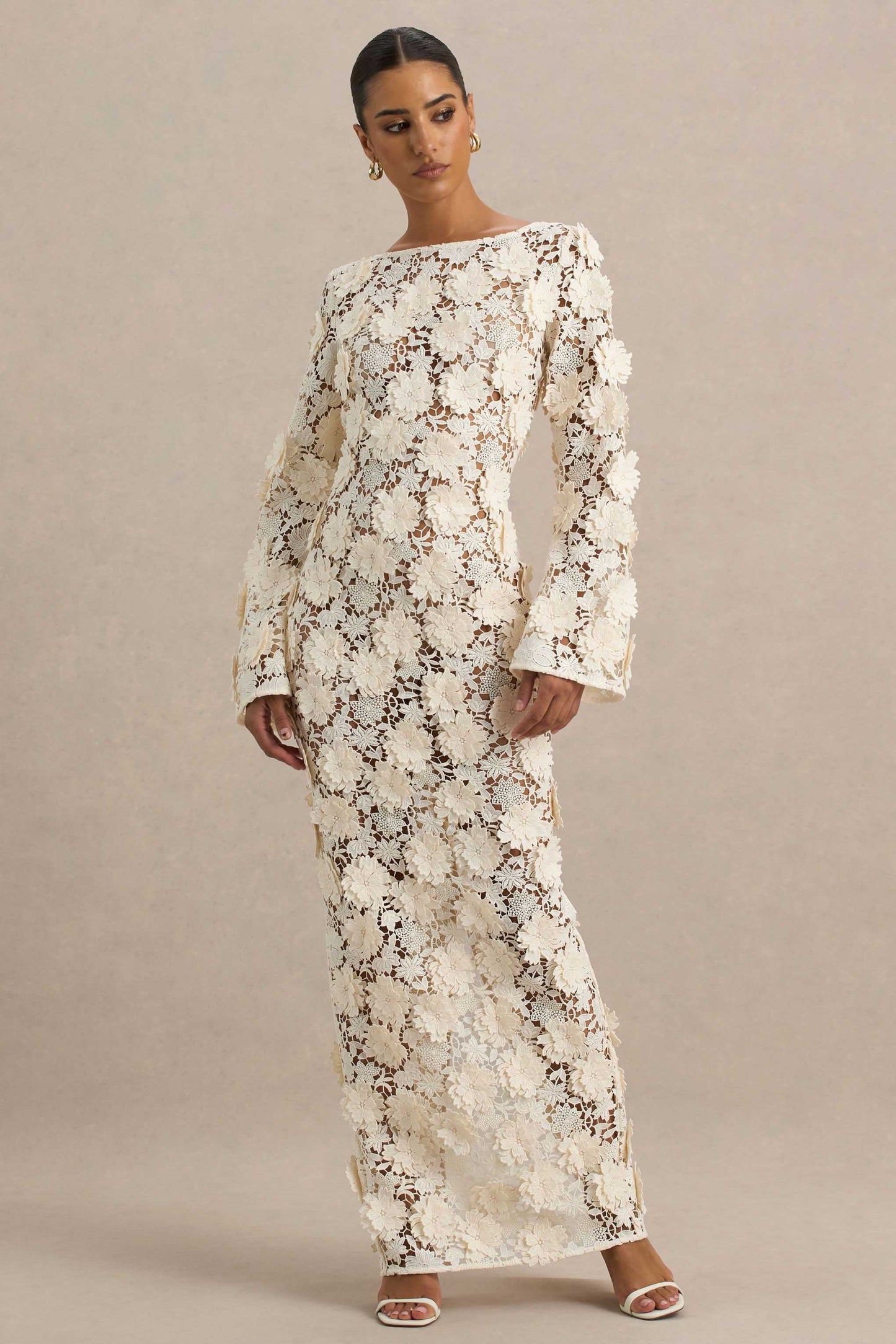 Viper Cream Lace Long-Sleeve Maxi Dress