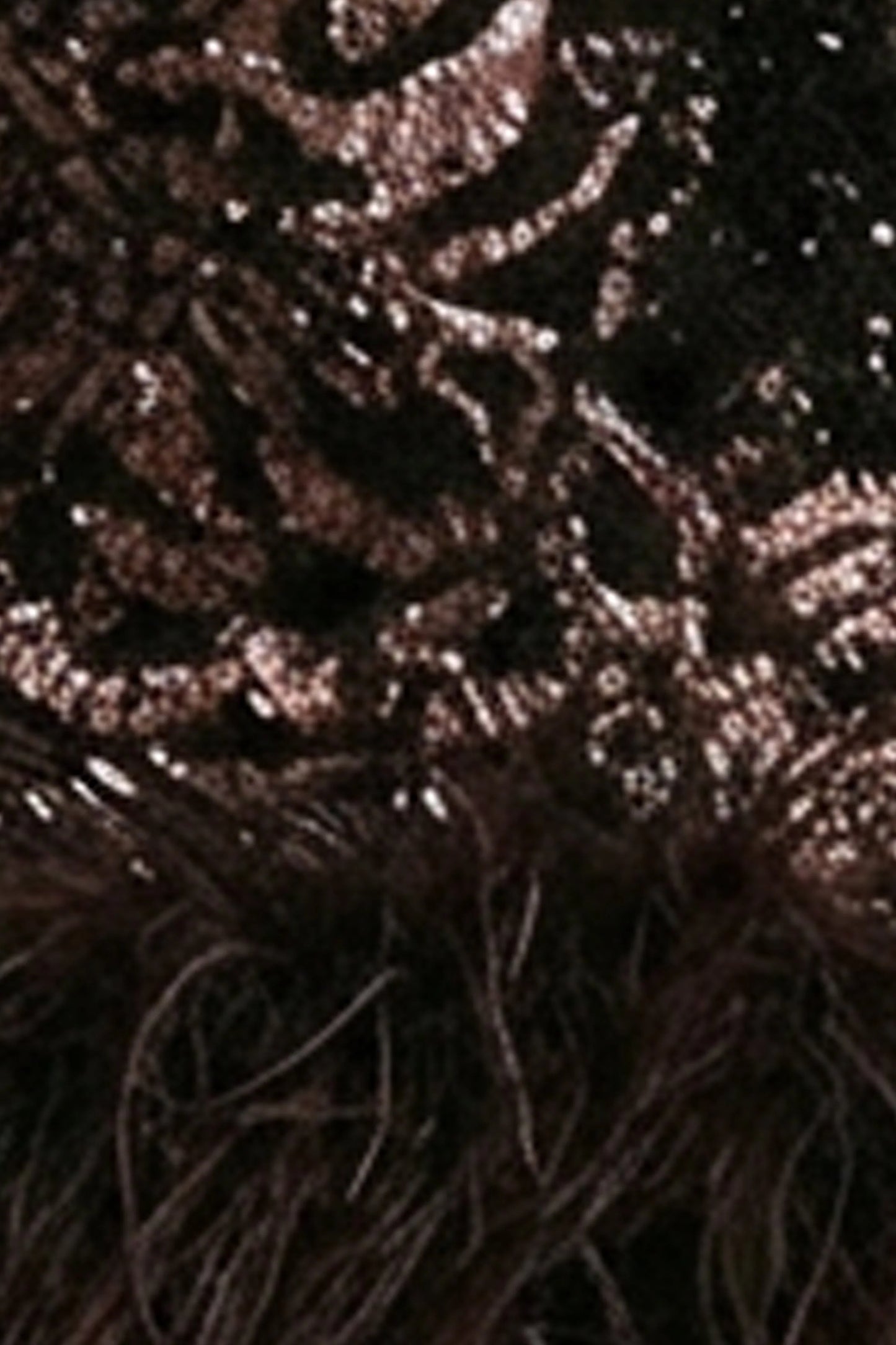 Stardust Brown Sequined Velvet Crew-Neck Mini Dress With Feather Trim
