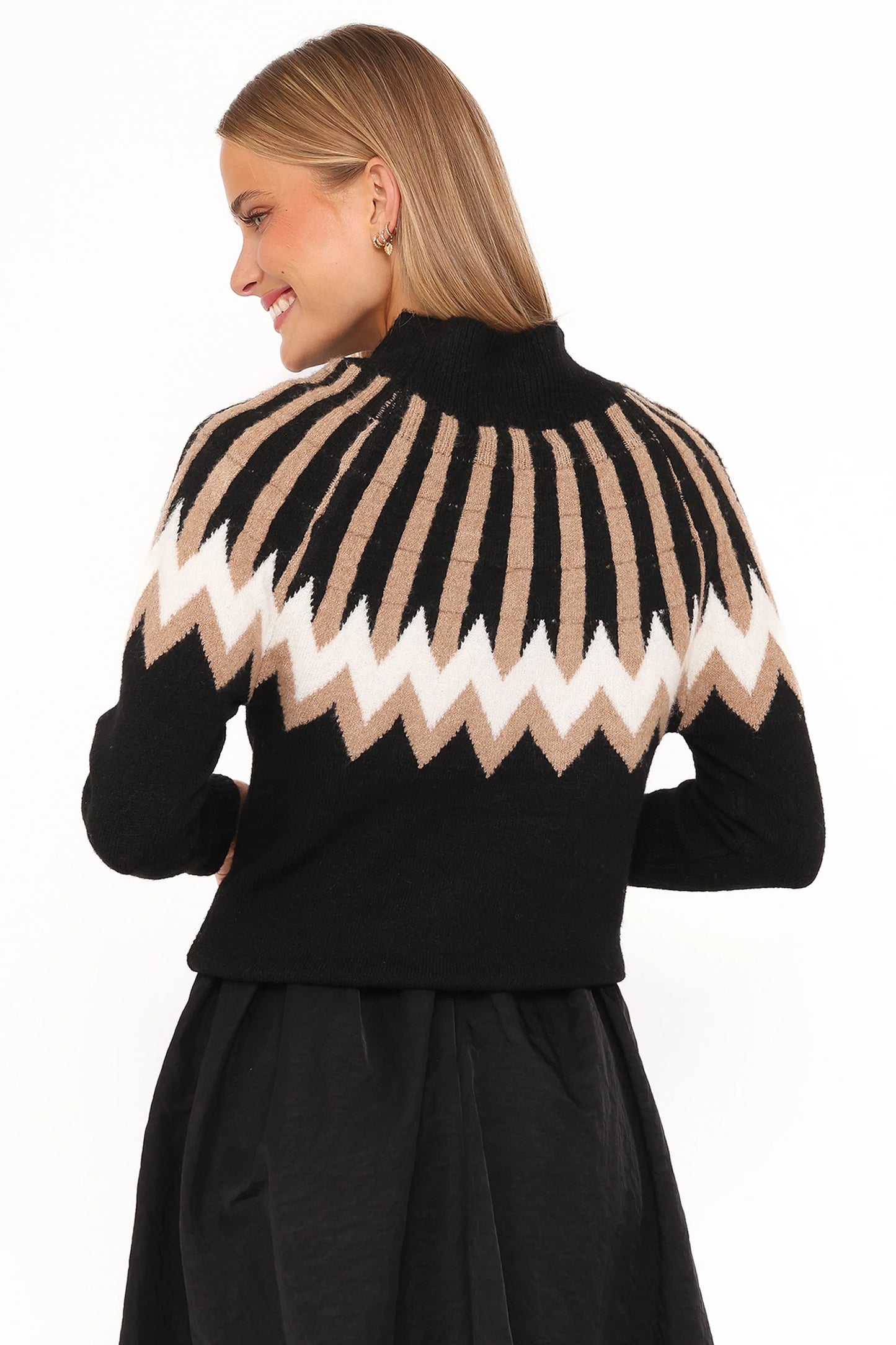 Donner Fairisle Mockneck Sweater - Black