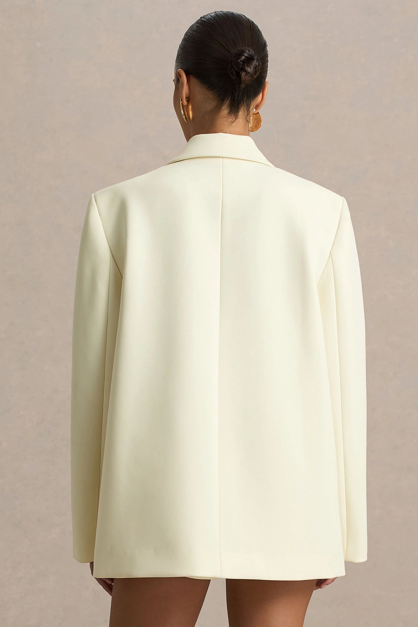 Katherine Cream Oversized Plunge-Neck Blazer