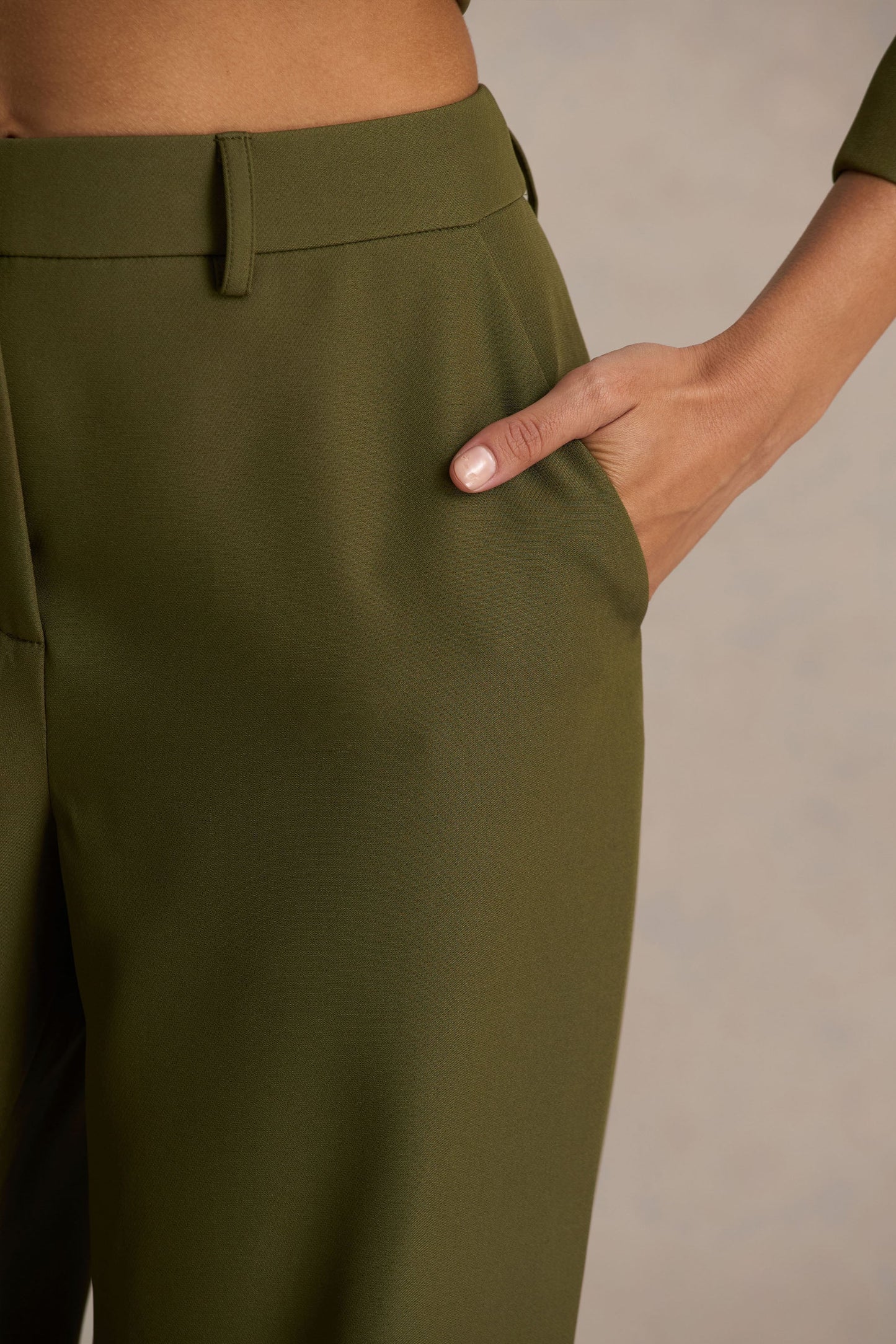Silvia Olive Straight-Leg Trousers