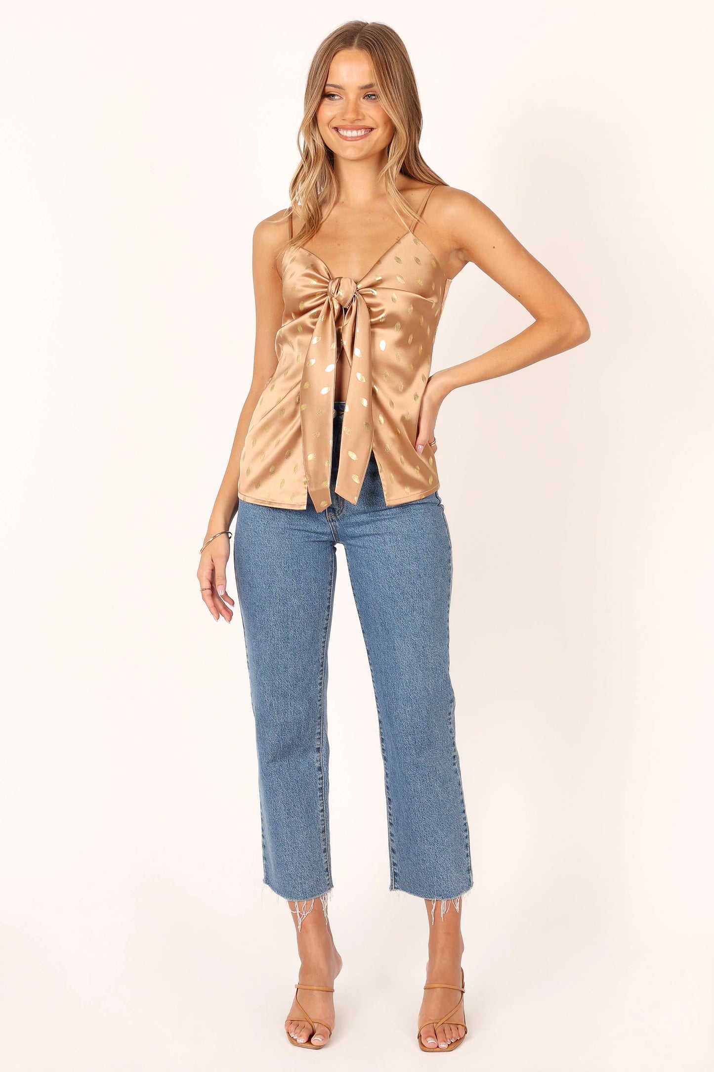 Leif Tie Front Cami - Bronze/Gold