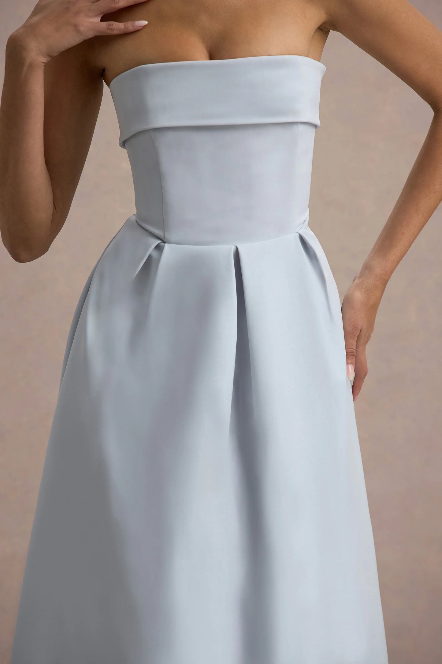 Maddalena Powder Blue Bandeau Skater Maxi Dress