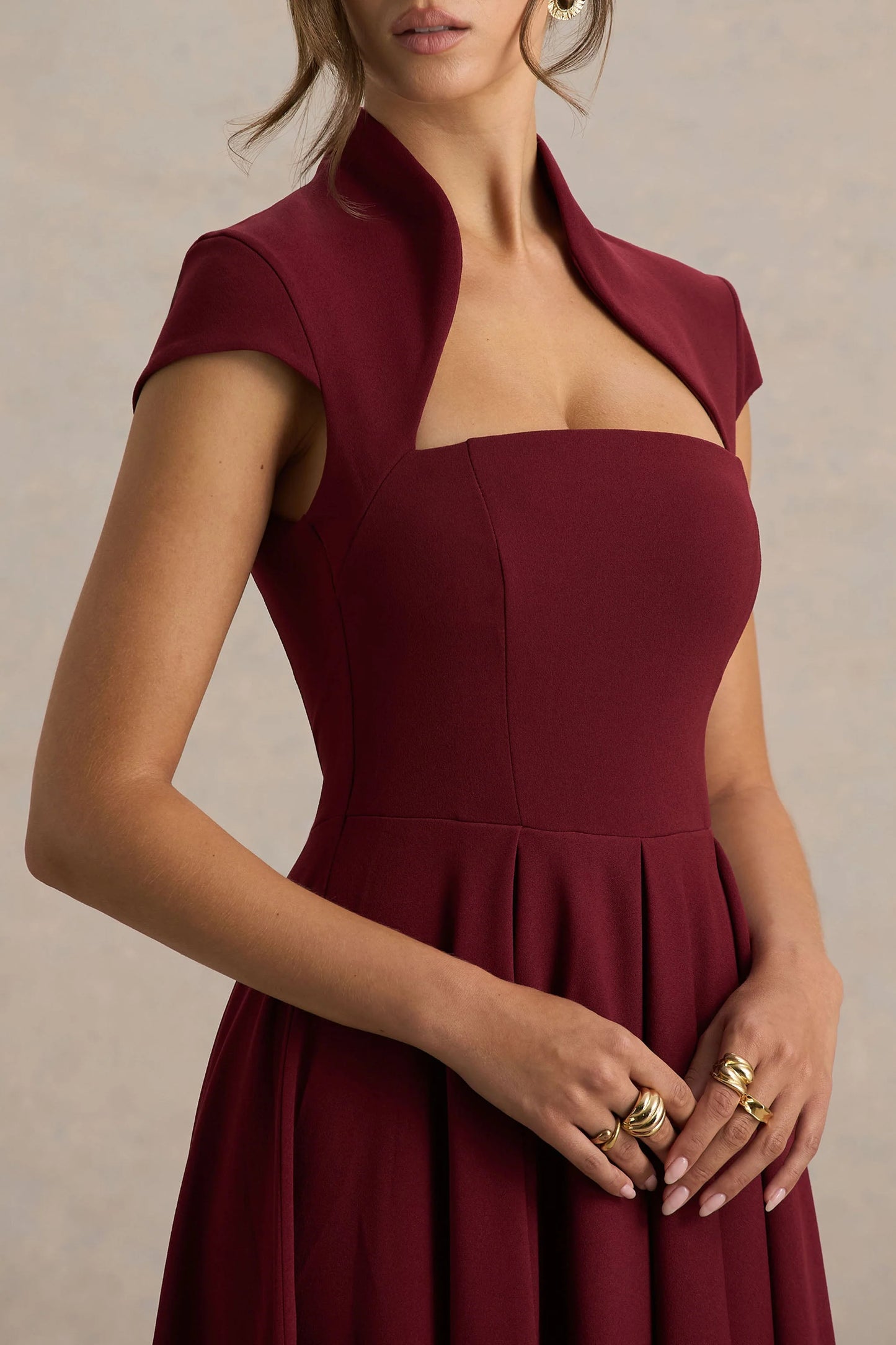 Scarlett Burgundy Square-Neck Maxi Dress