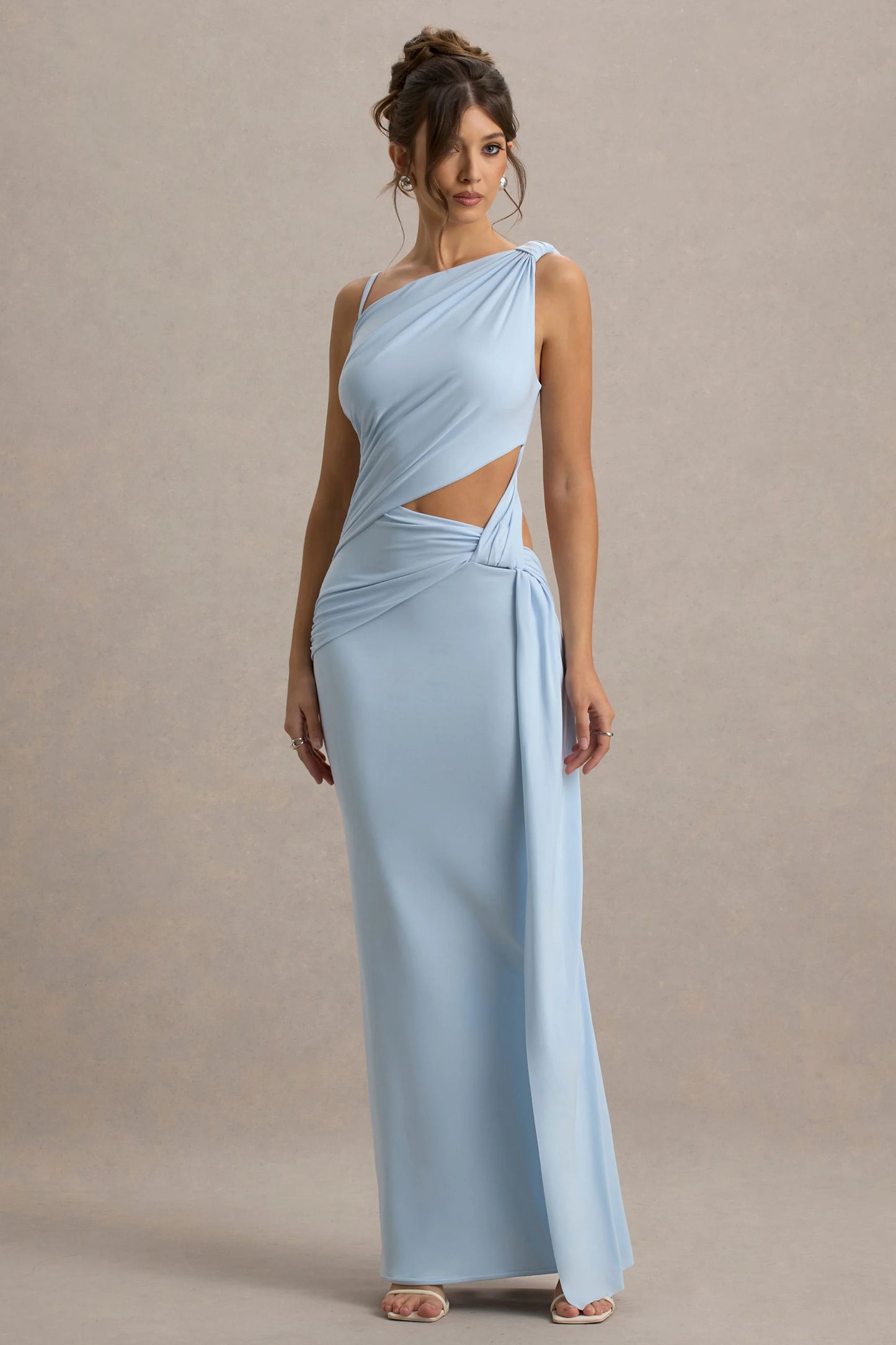 Storm Powder Blue Asymmetric Maxi Dress With Cut-Out Details