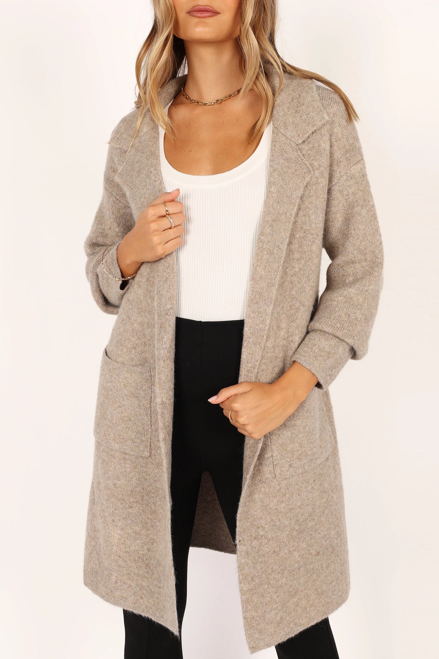 Skylar Open Front Coatigan - Taupe