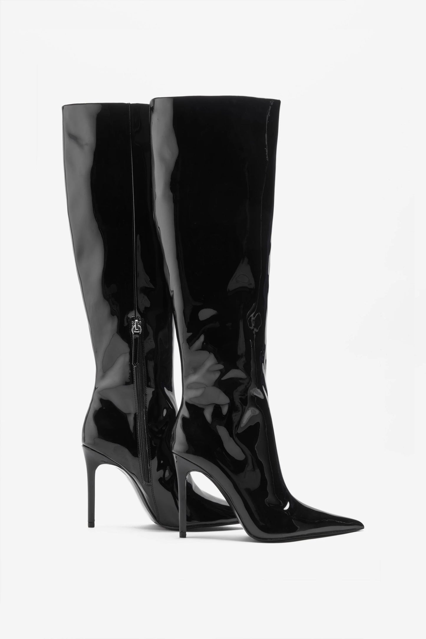 Over It Black Fitted Over-Knee Pointed Heeled Boots