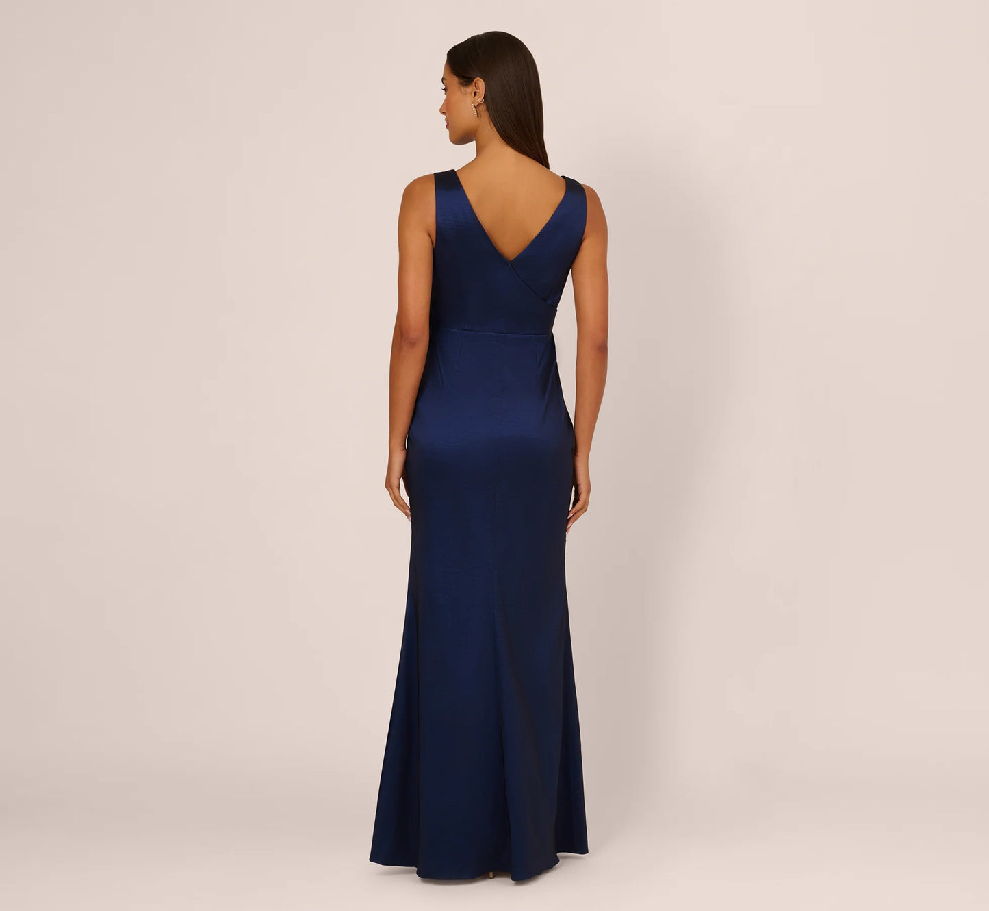 Sleeveless Taffeta Bow Gown In Antique Blue