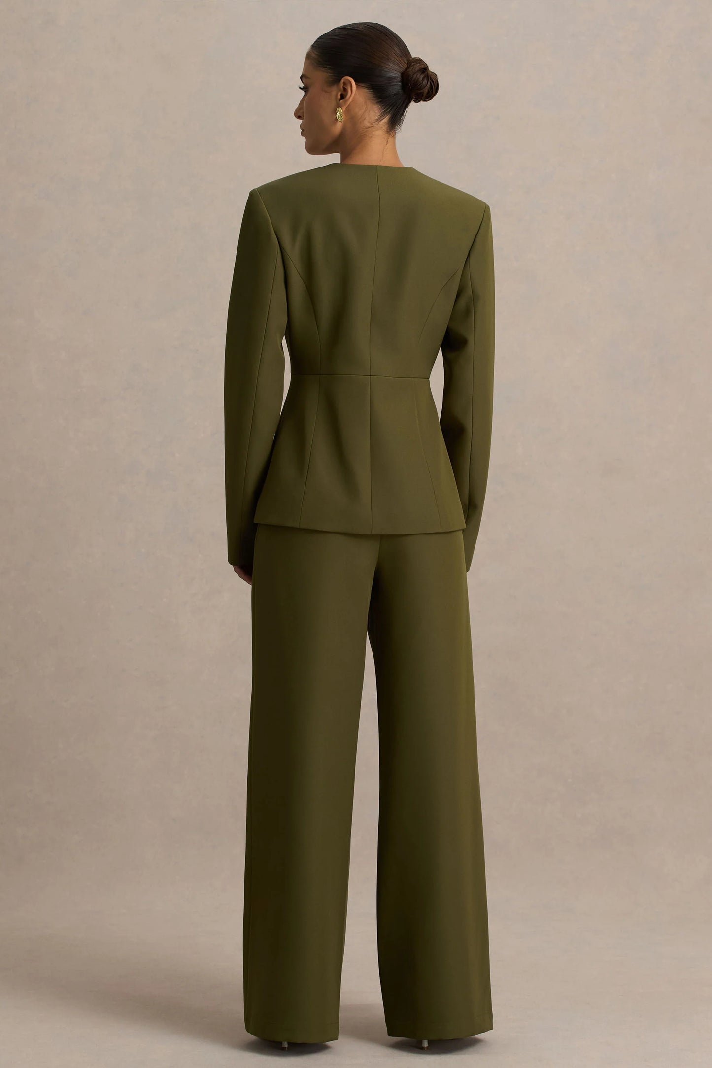 Silvia Olive Straight-Leg Trousers