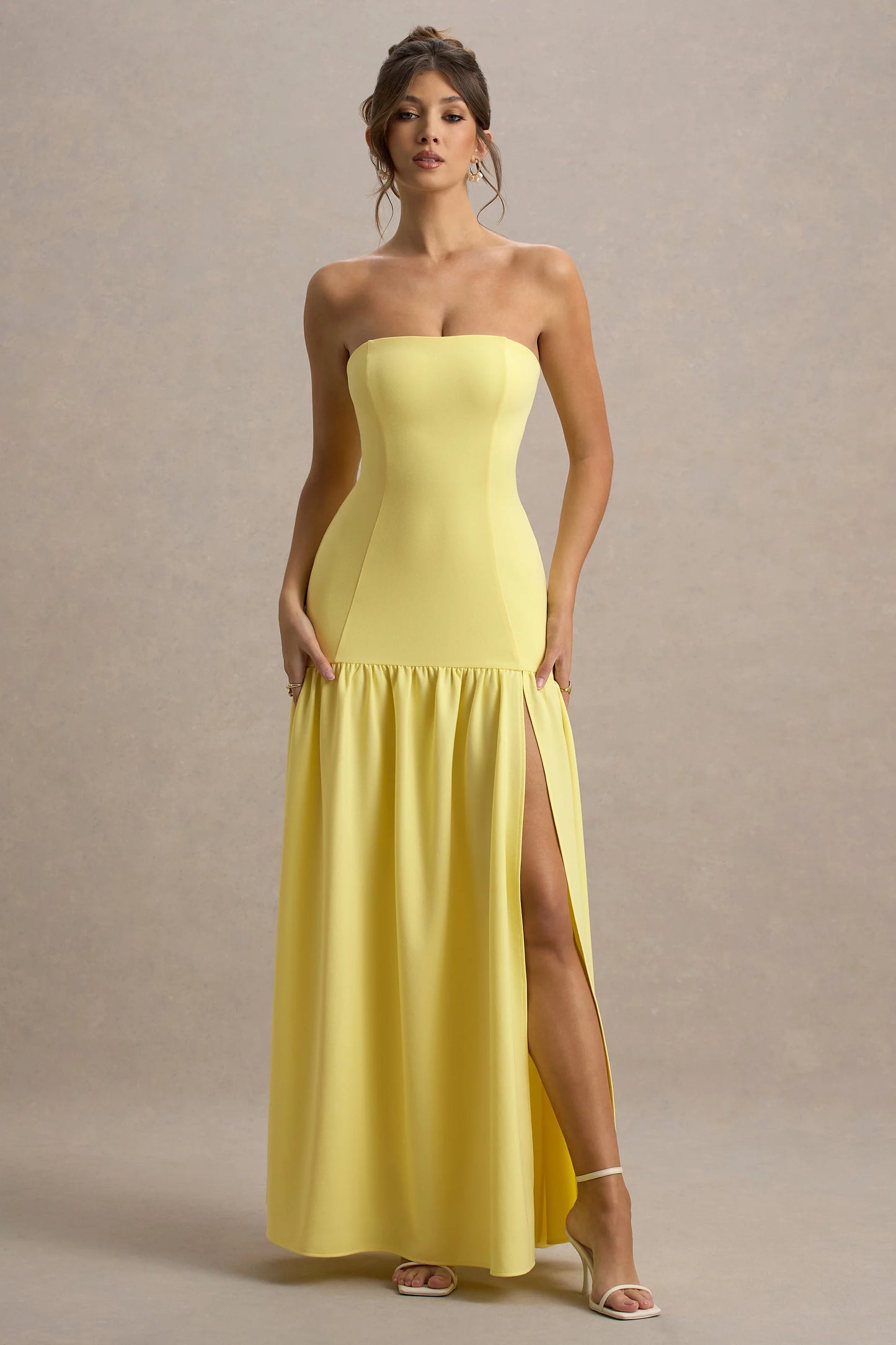 Penny Lemon Bandeau Drop-Waist Maxi Dress