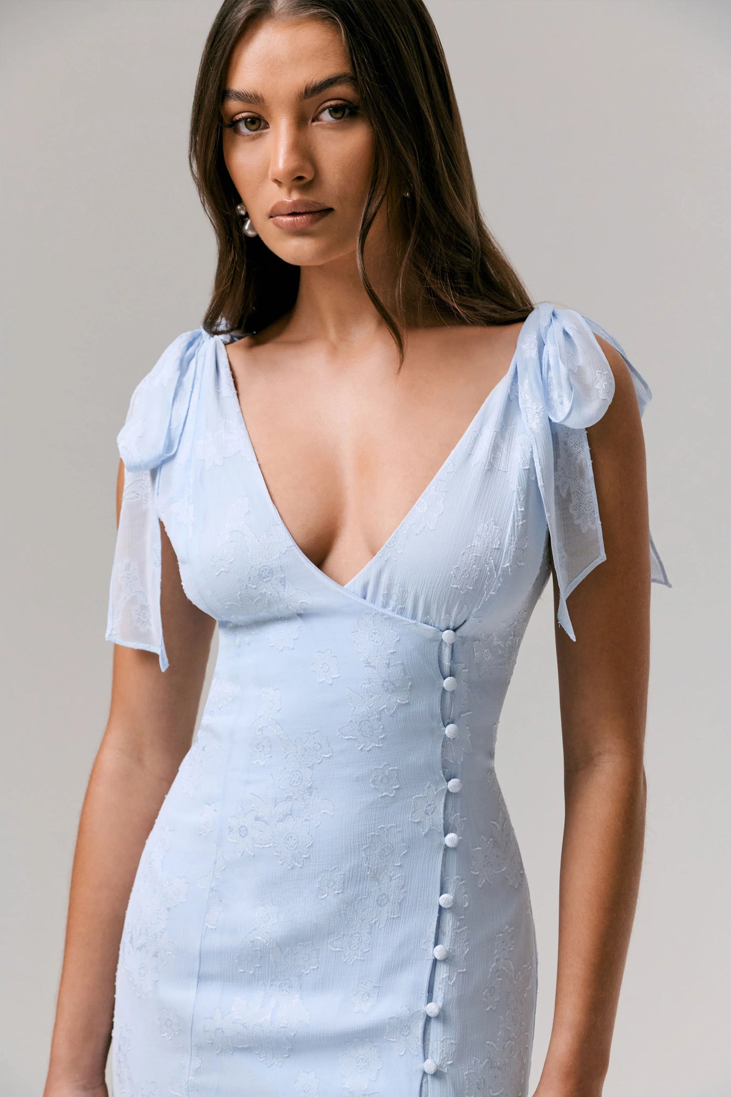 Dedicated Powder Blue Plunge-Neck Split Midi Dress
