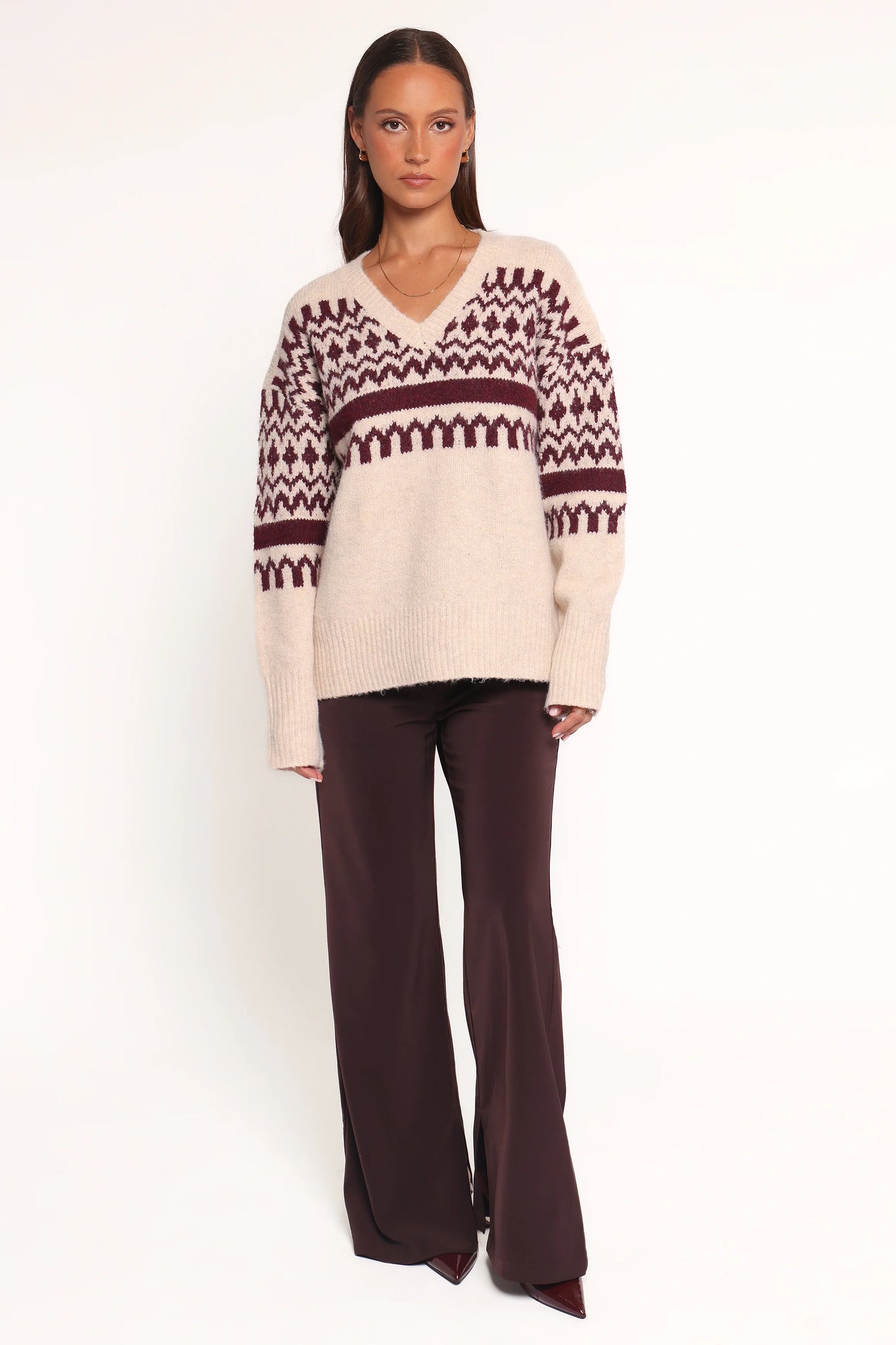 Astrid Sweater - Beige Cherry
