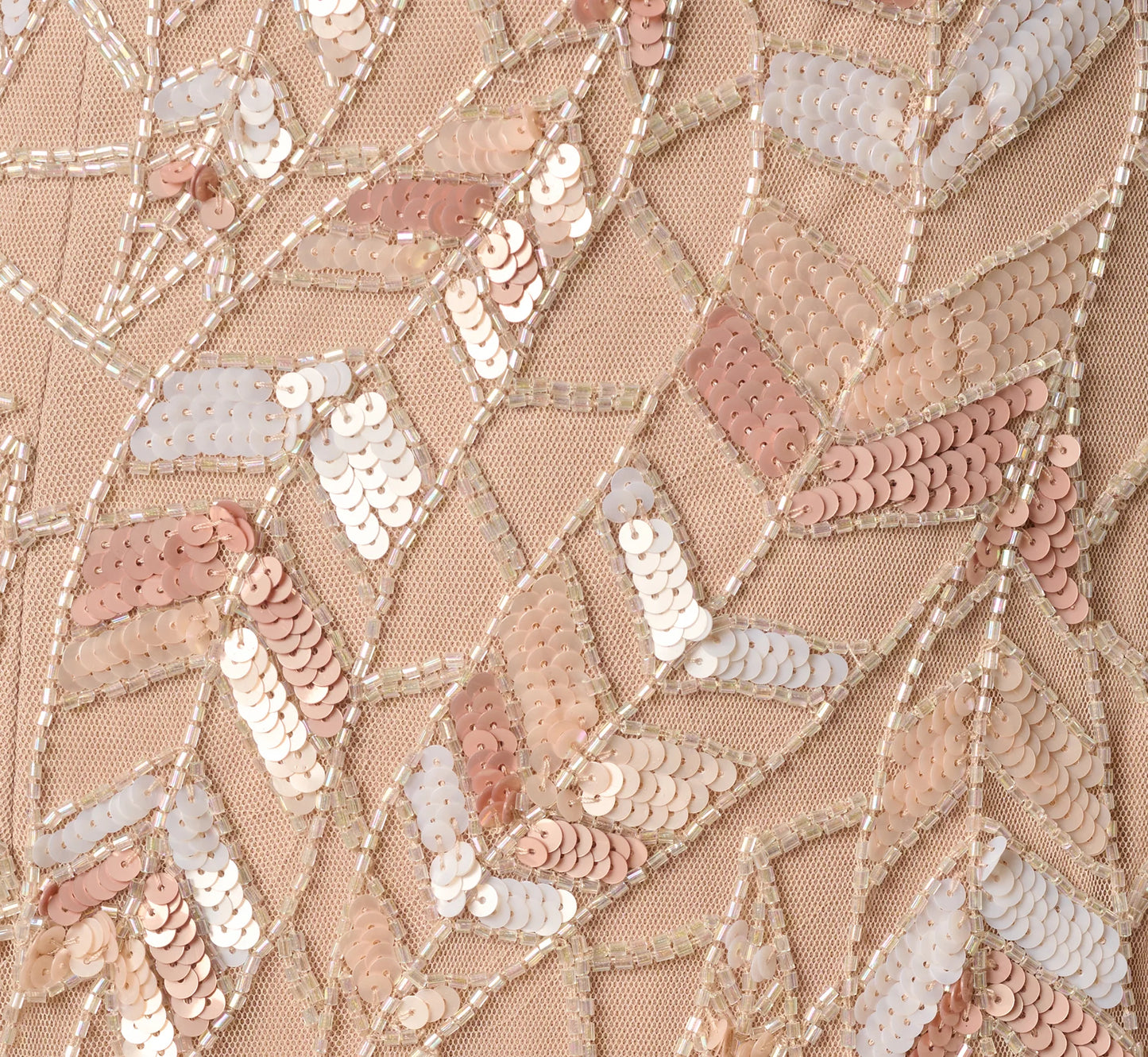 Sequin Beaded Leaf Halter Gown In Rose Quartz