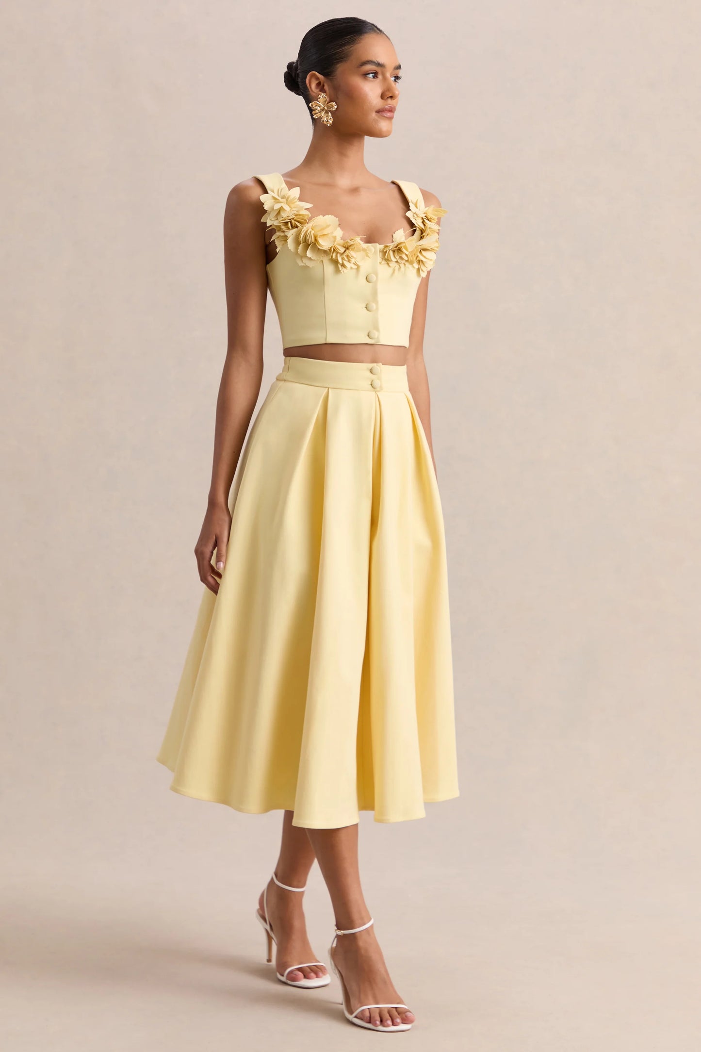 Joy Lemon A-Line Midi Skirt