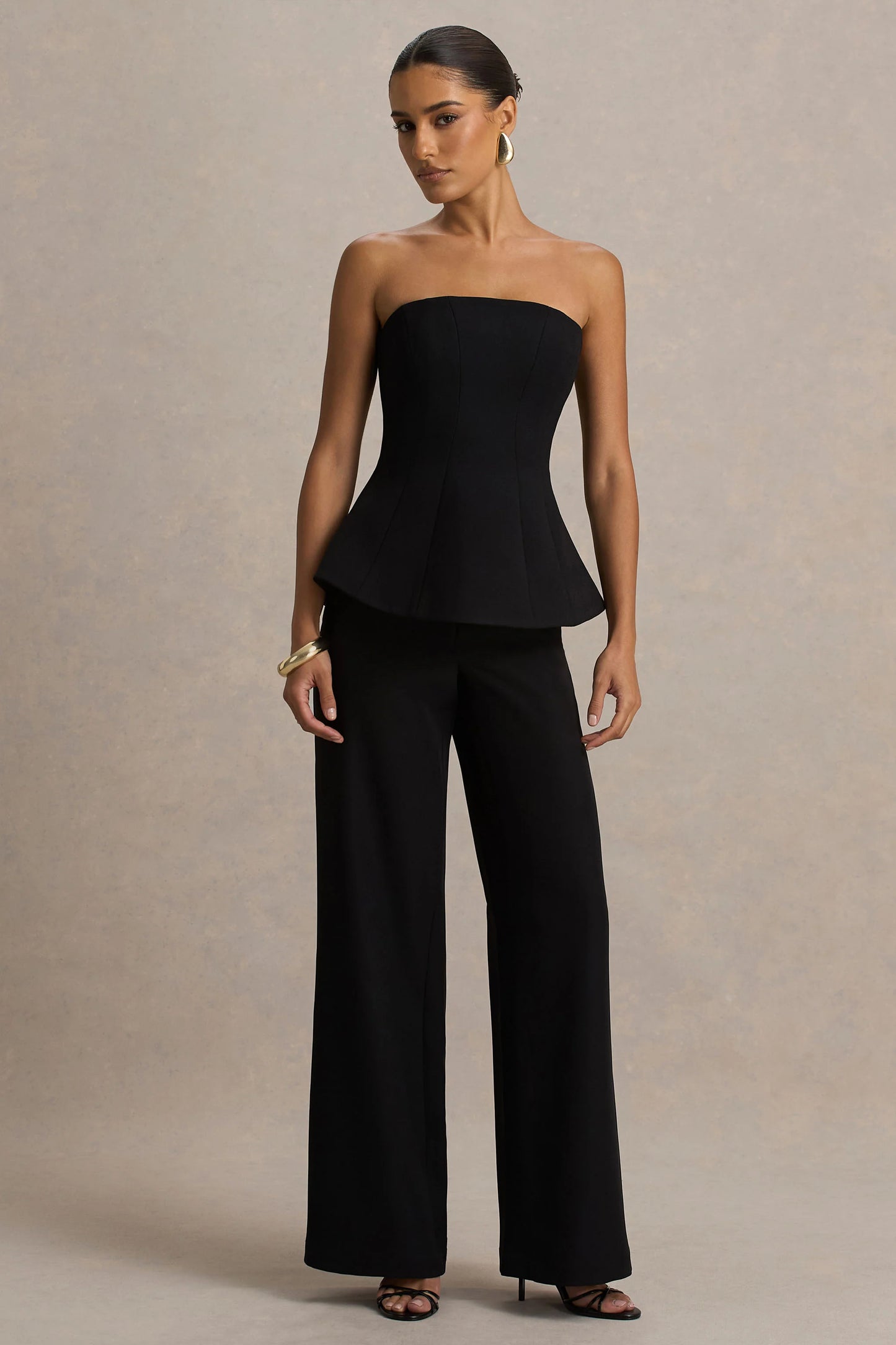 Silvia Black Straight-Leg Trousers