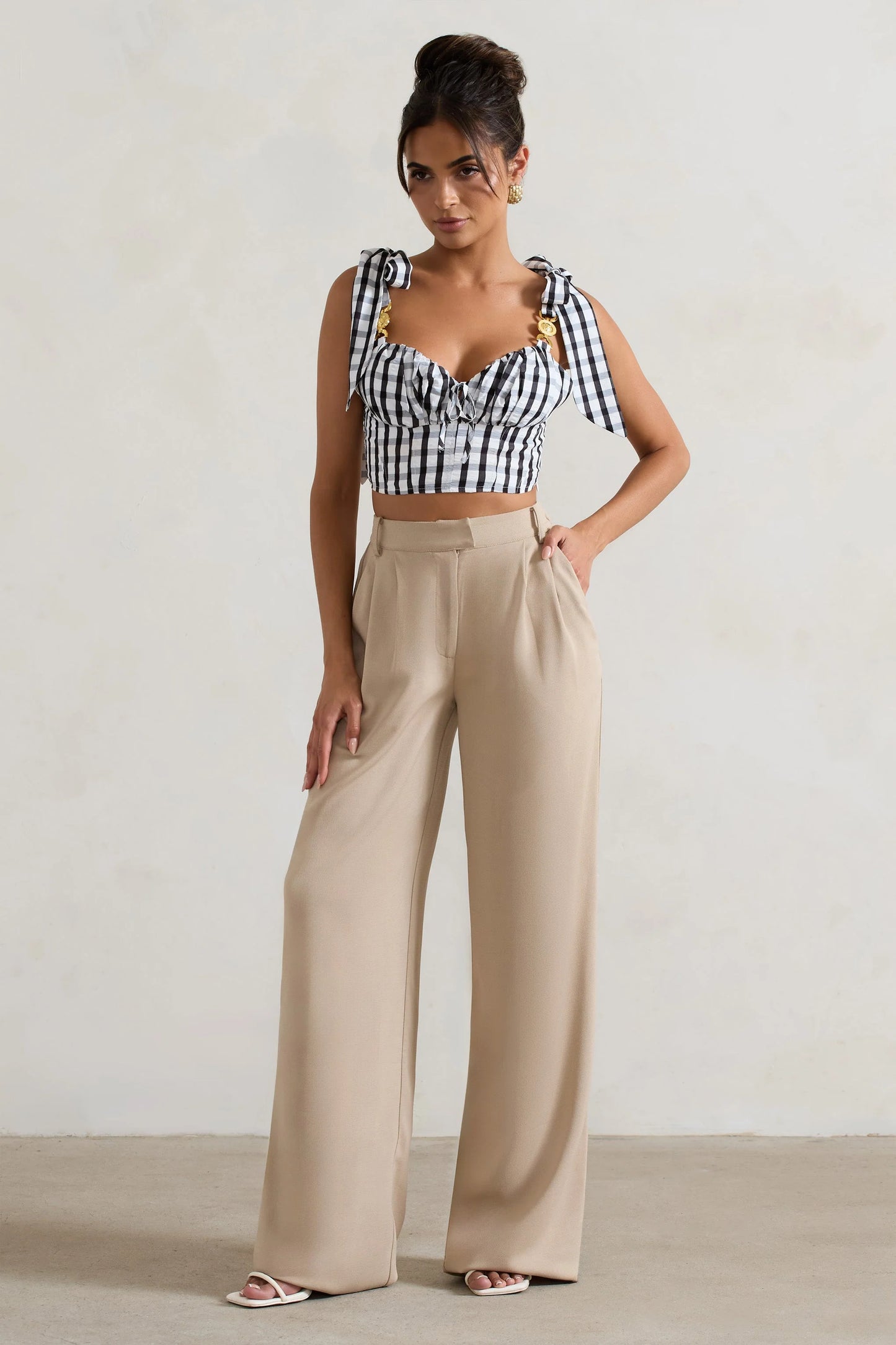 Hastings Stone High-Waist Wide-Leg Trousers