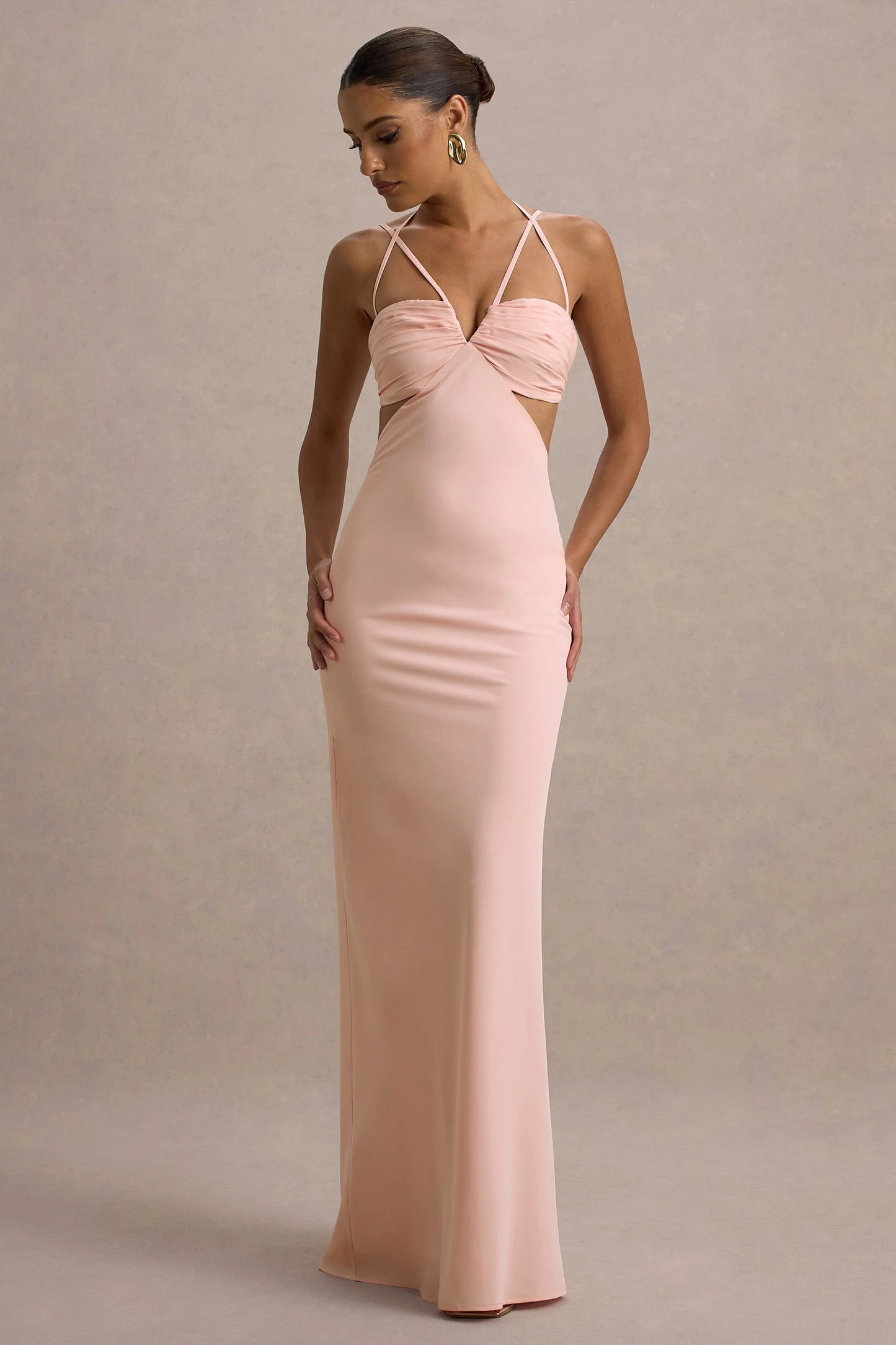 Leandra Pink Strappy Cut-Out Maxi Dress