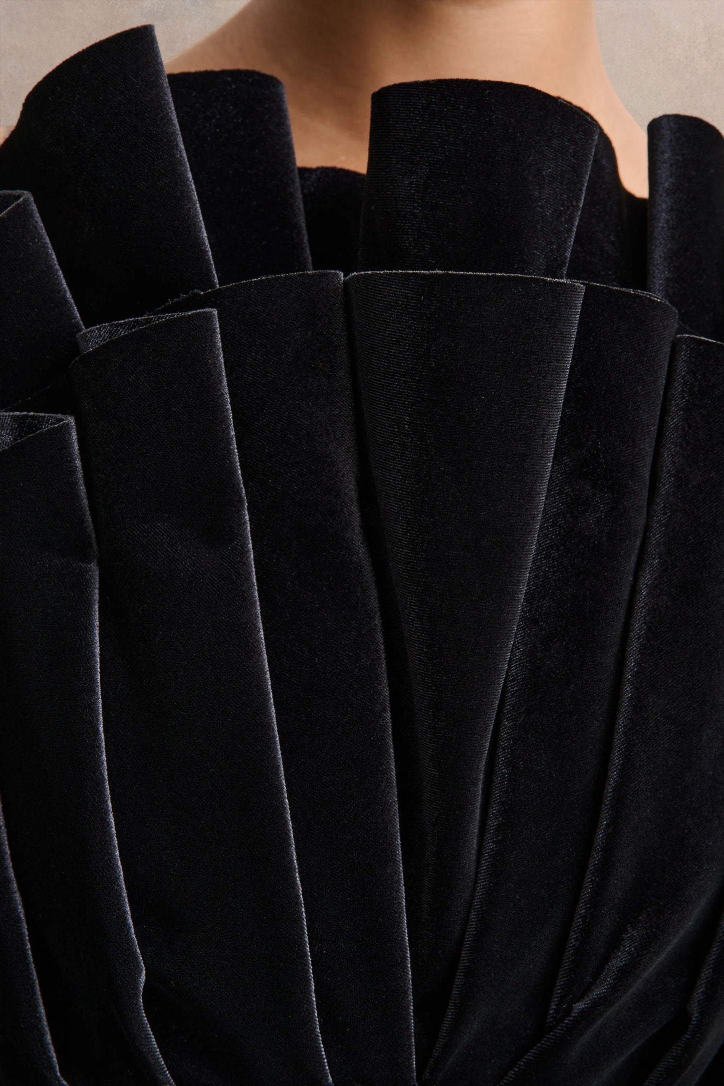 Polly Black Velvet Ruffled Strapless Mini Dress