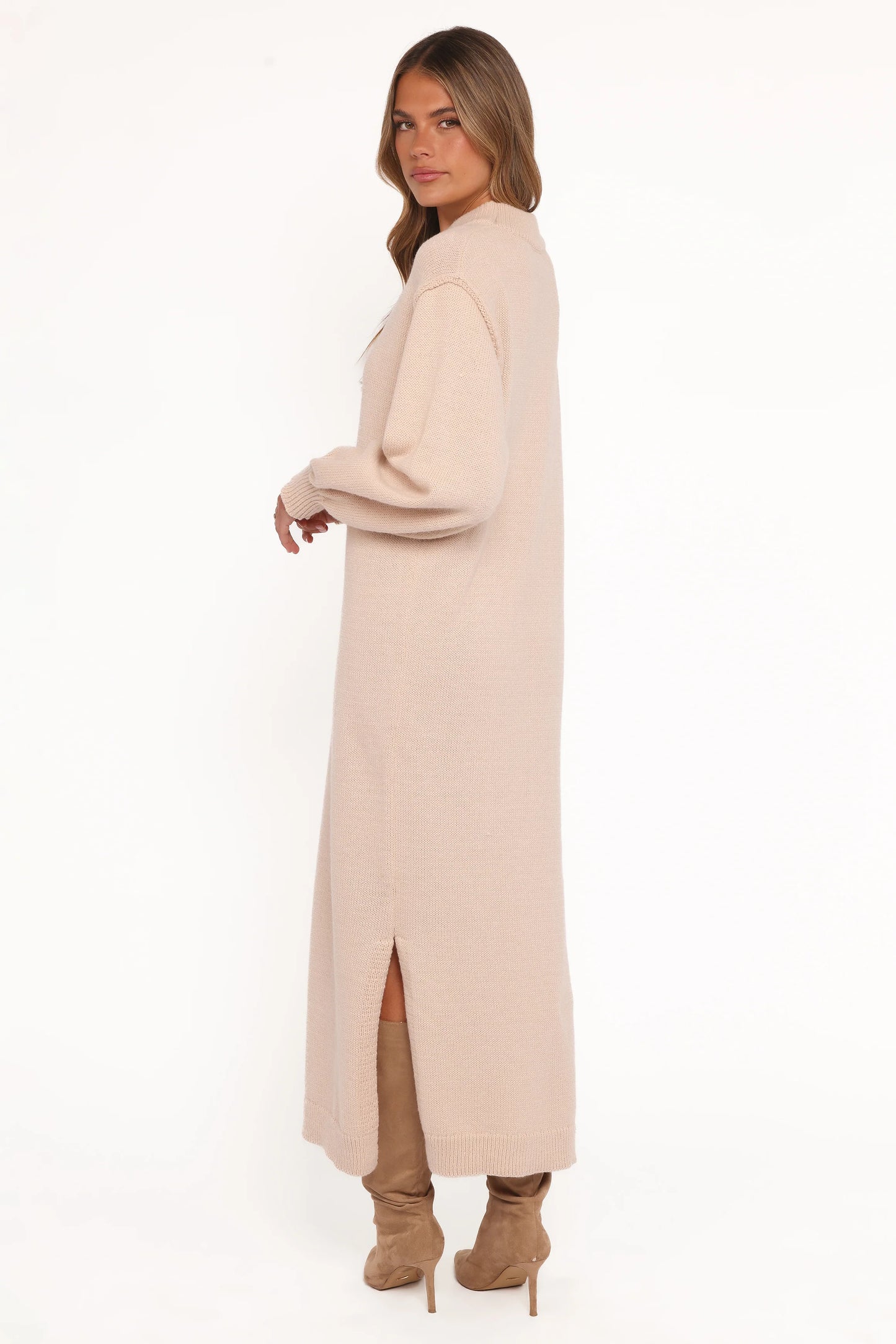 Odile Knit Midi Dress - Tan