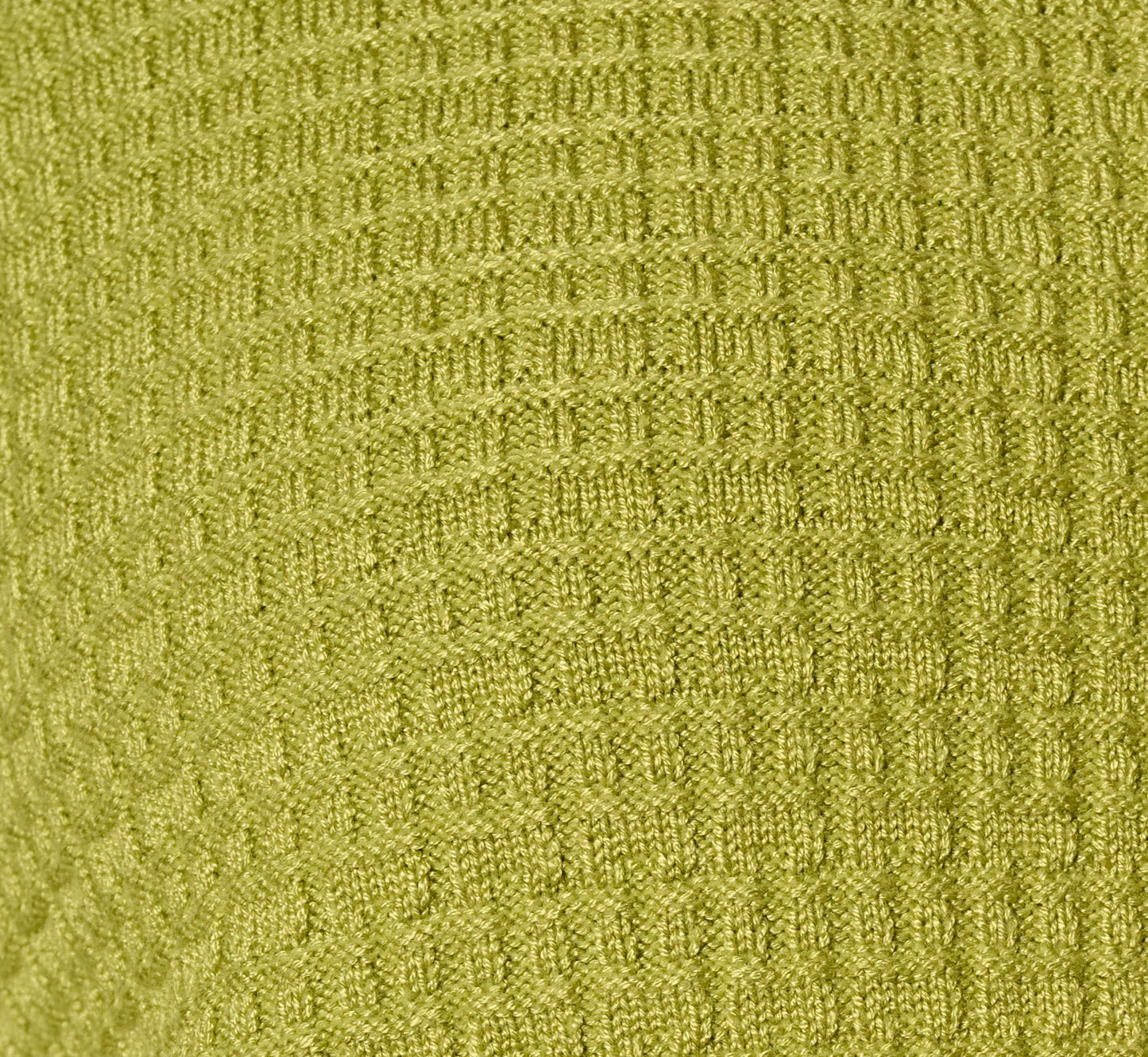 Waffle Knit Cardigan Sweater With Frayed Edges In Apple Green