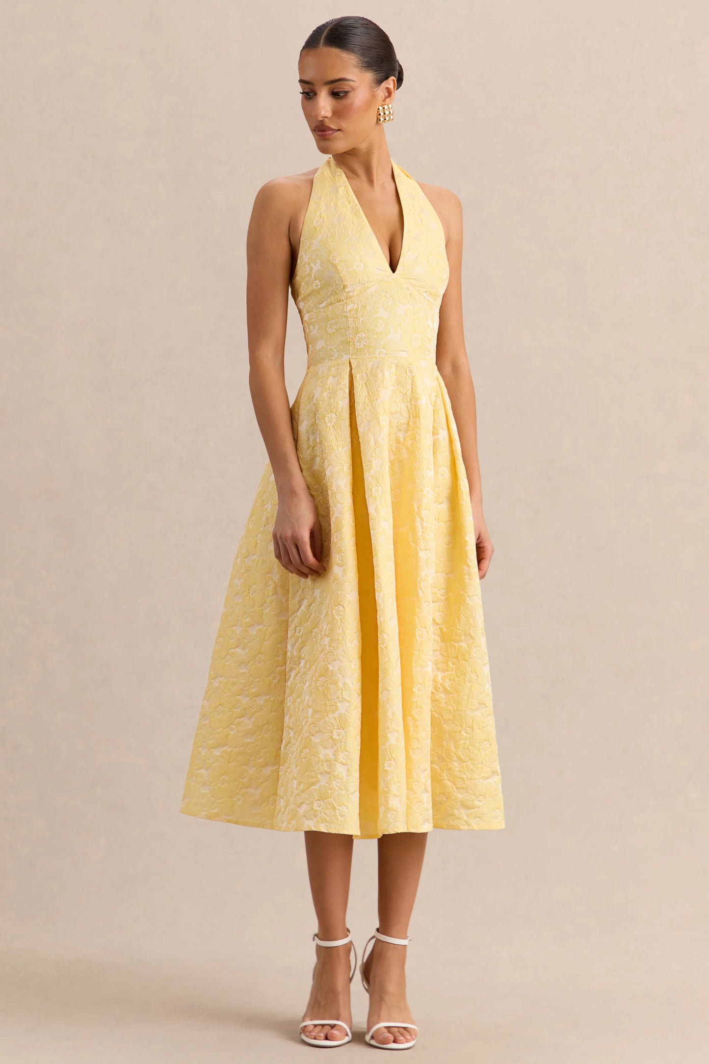 Nyomi Lemon Satin Halter-Neck Midi-Dress