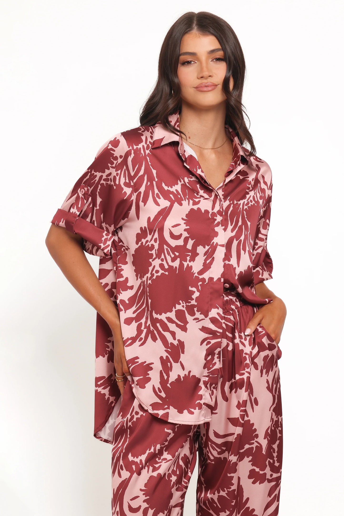 Elysia Shirt - Pink Burgundy