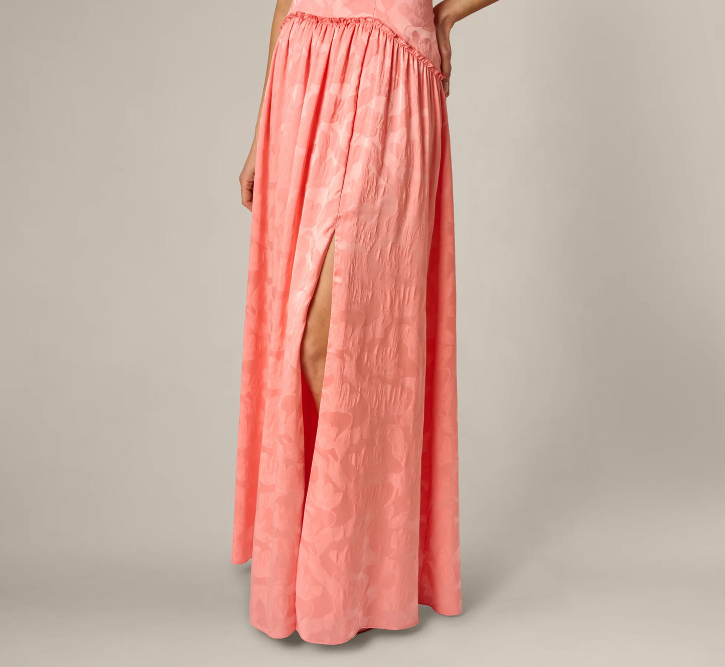 Drop Waist Butterfly Jacquard Gown In Coastal Sun