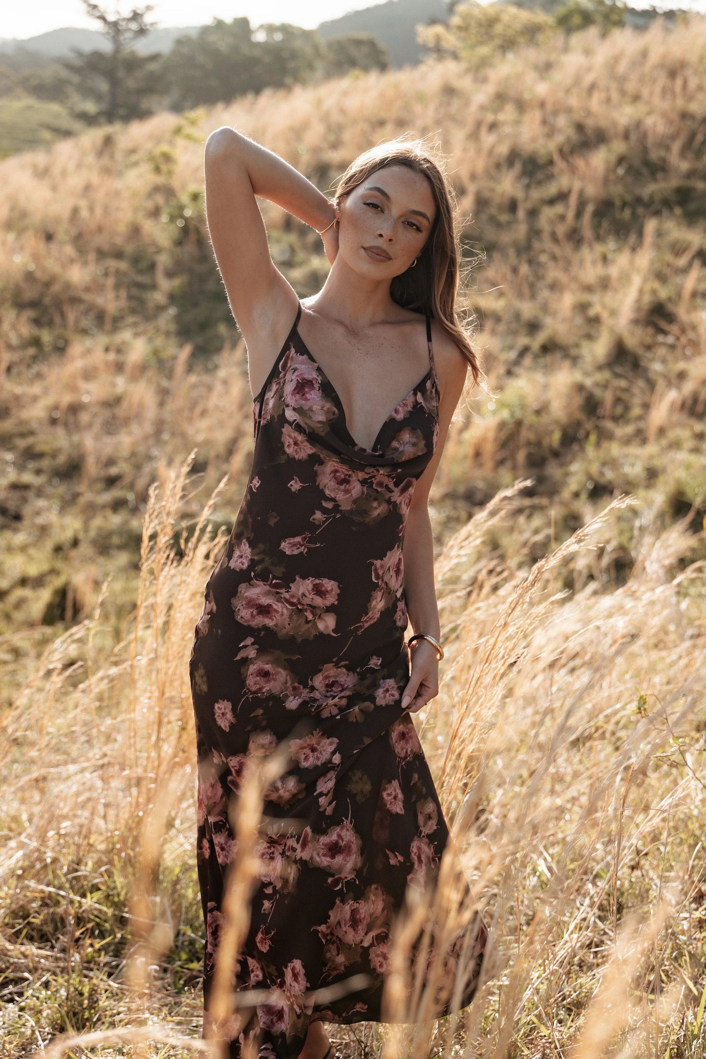 Enya Maxi Dress - Chocolate Floral