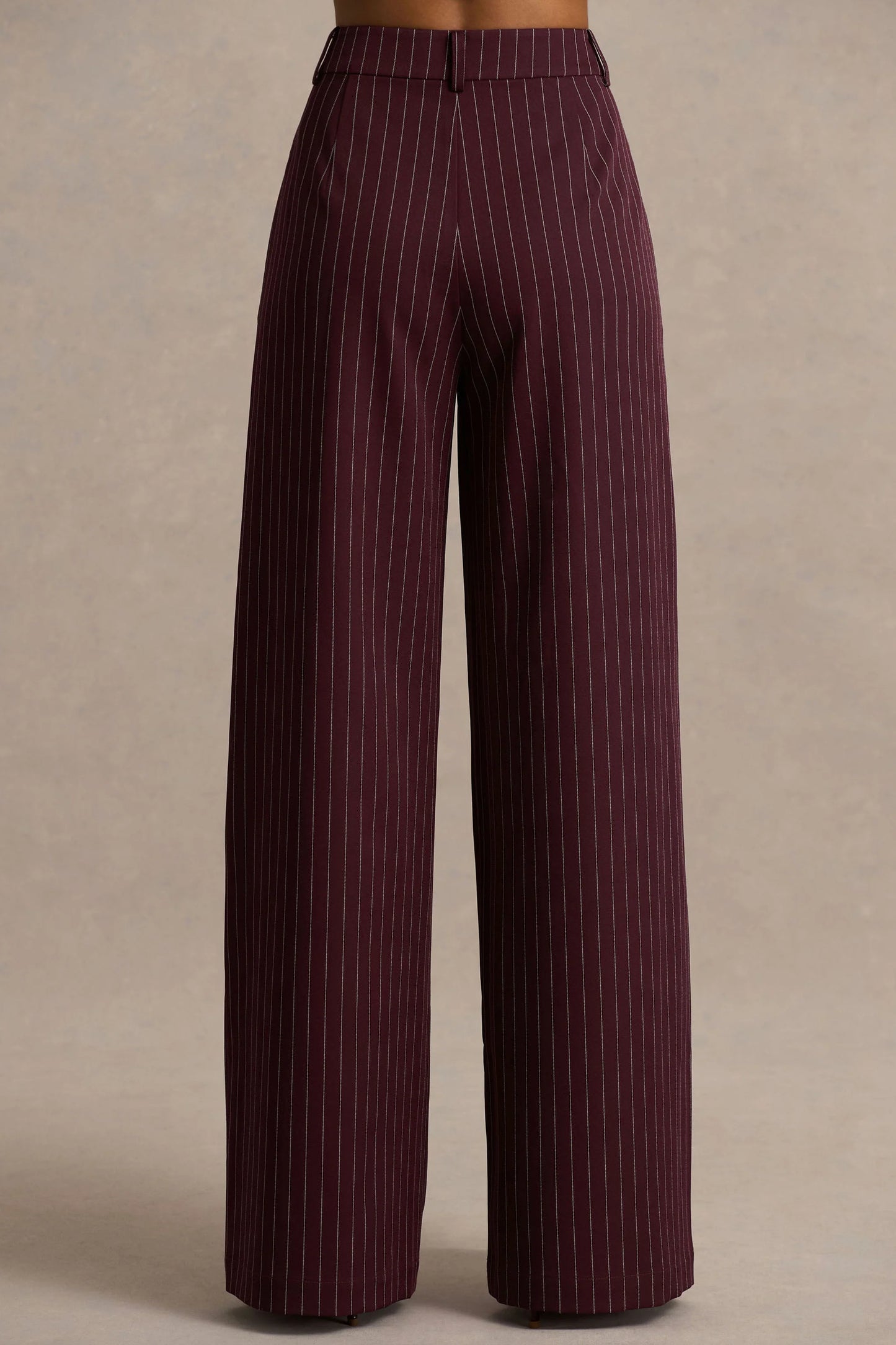 Asteria Burgundy Pinstripe Wide-Leg Trousers