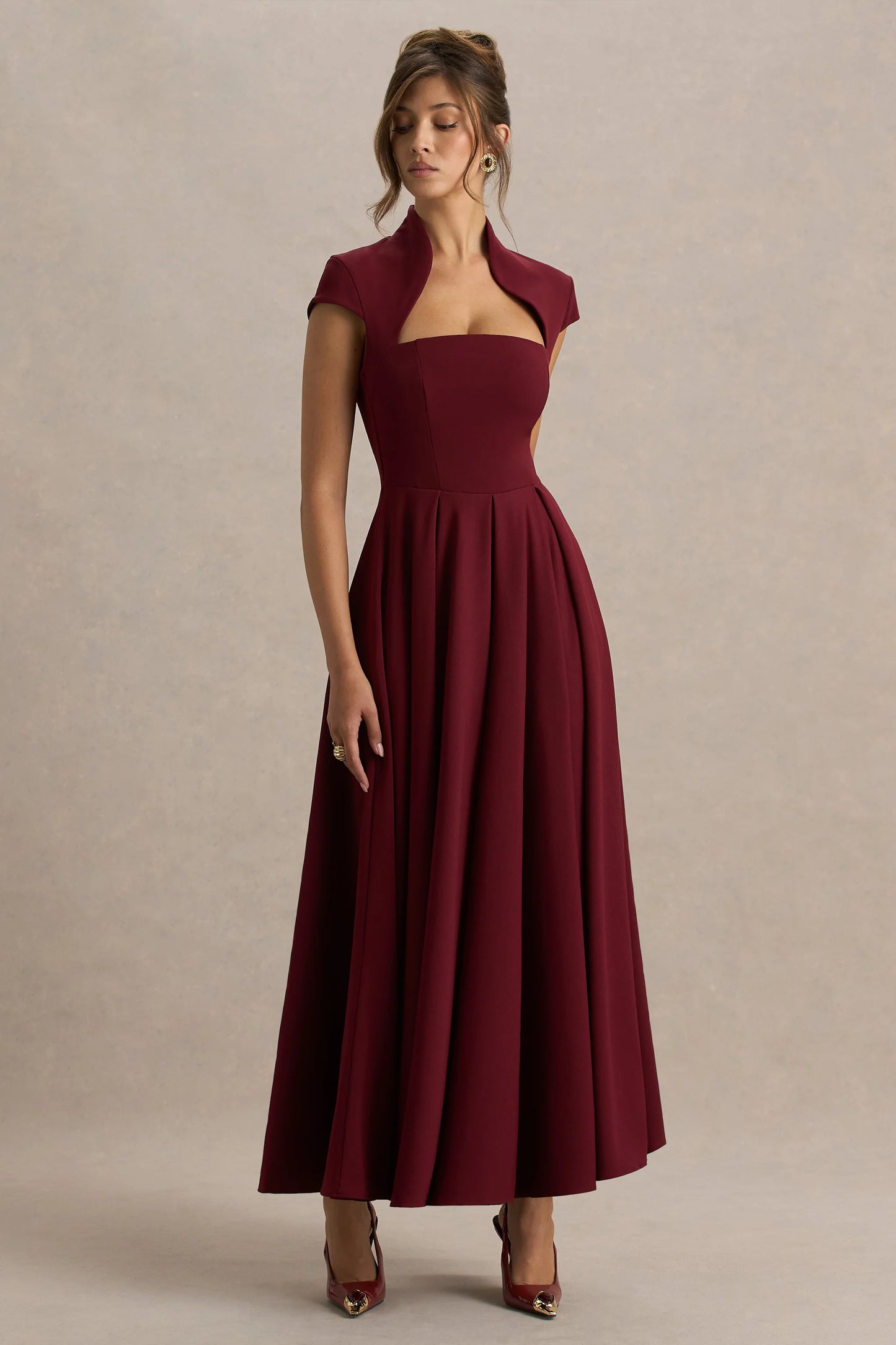 Scarlett Burgundy Square-Neck Maxi Dress