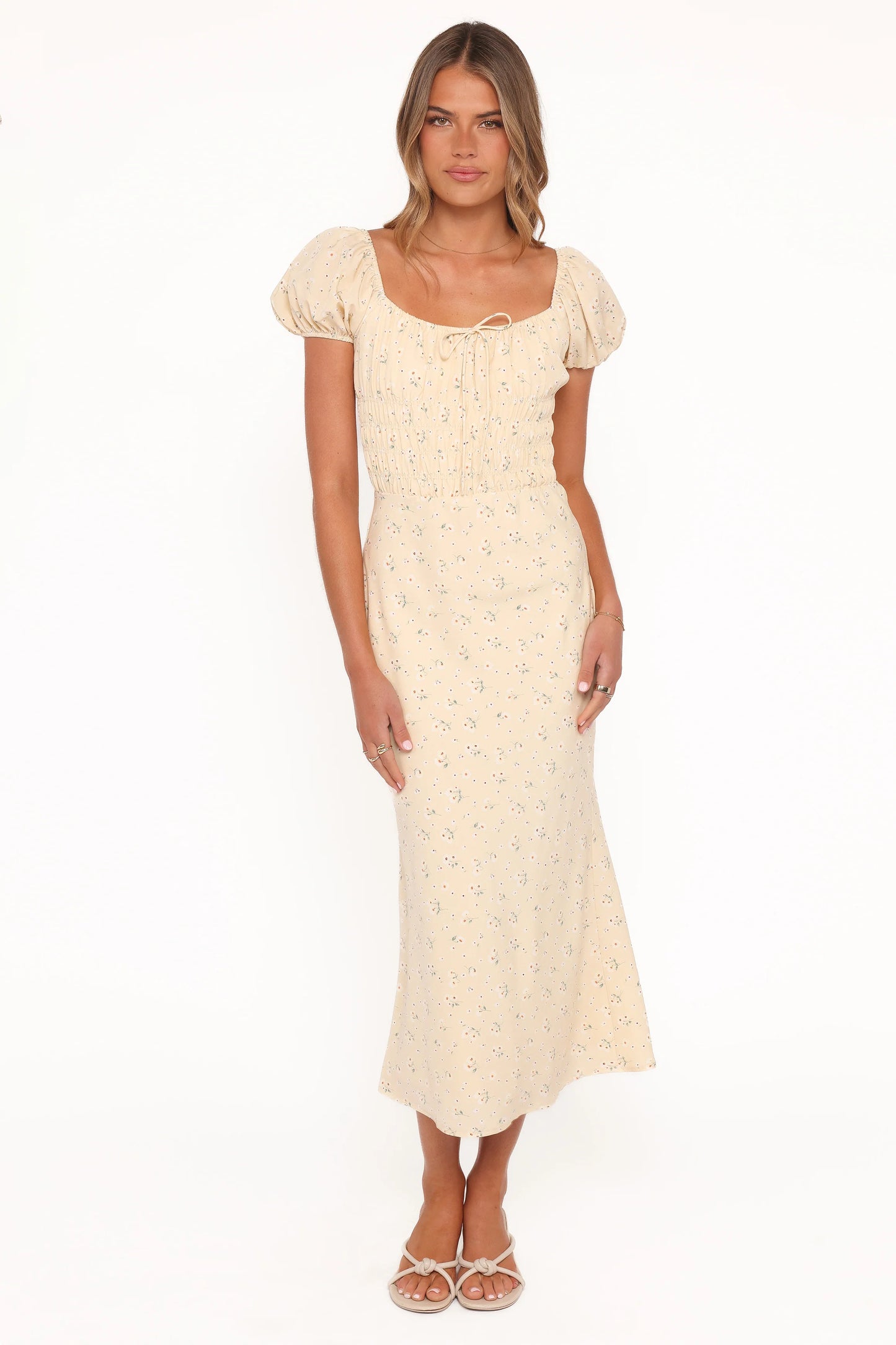 Teigan Midi Dress - Yellow Floral